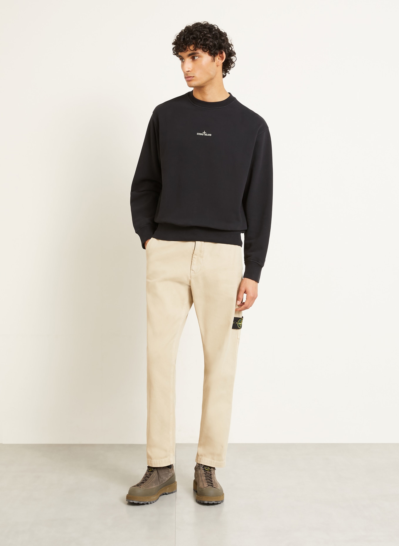 STONE ISLAND Sweatshirt: SCHWARZ / BEIGE / WEISS