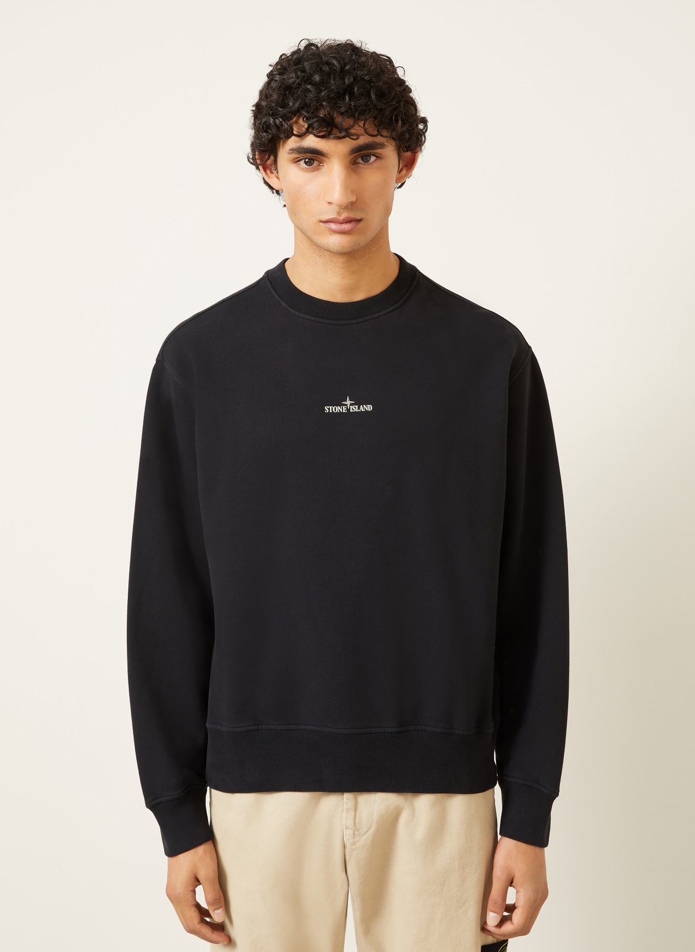 STONE ISLAND Sweatshirt: SCHWARZ / BEIGE / WEISS