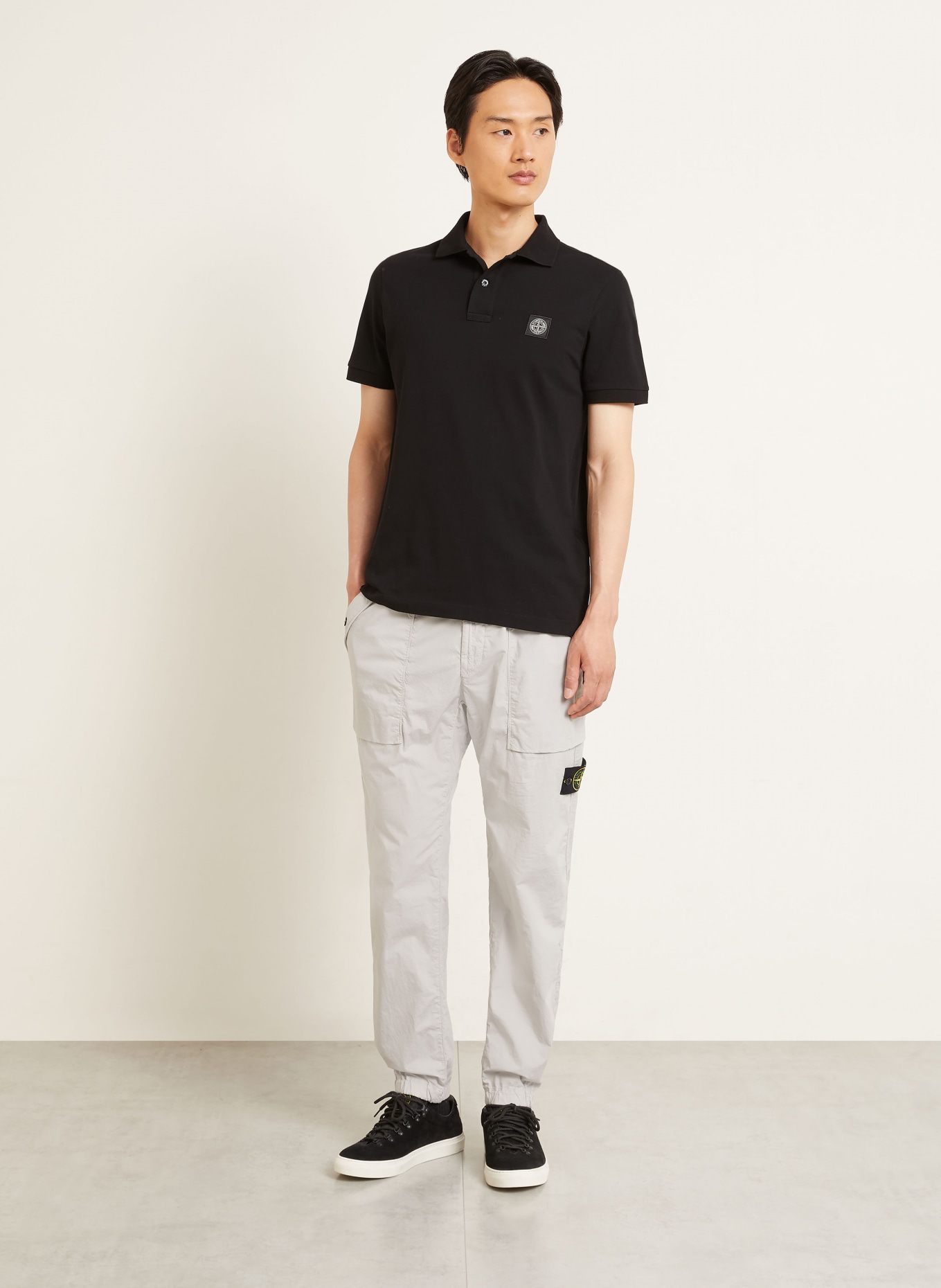 STONE ISLAND Pikétröja, slim fit: SVART
