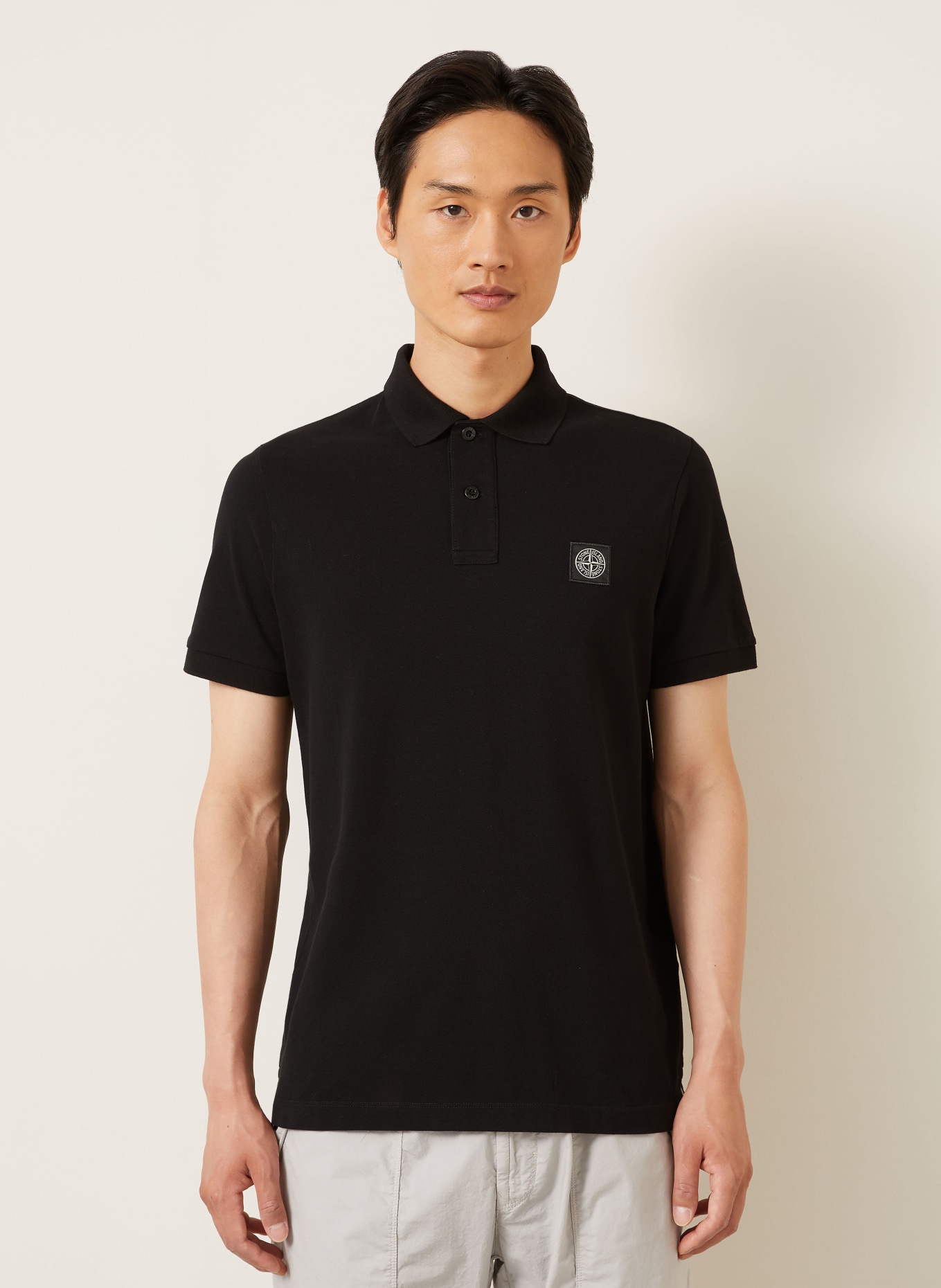 STONE ISLAND Pikétröja, slim fit: SVART