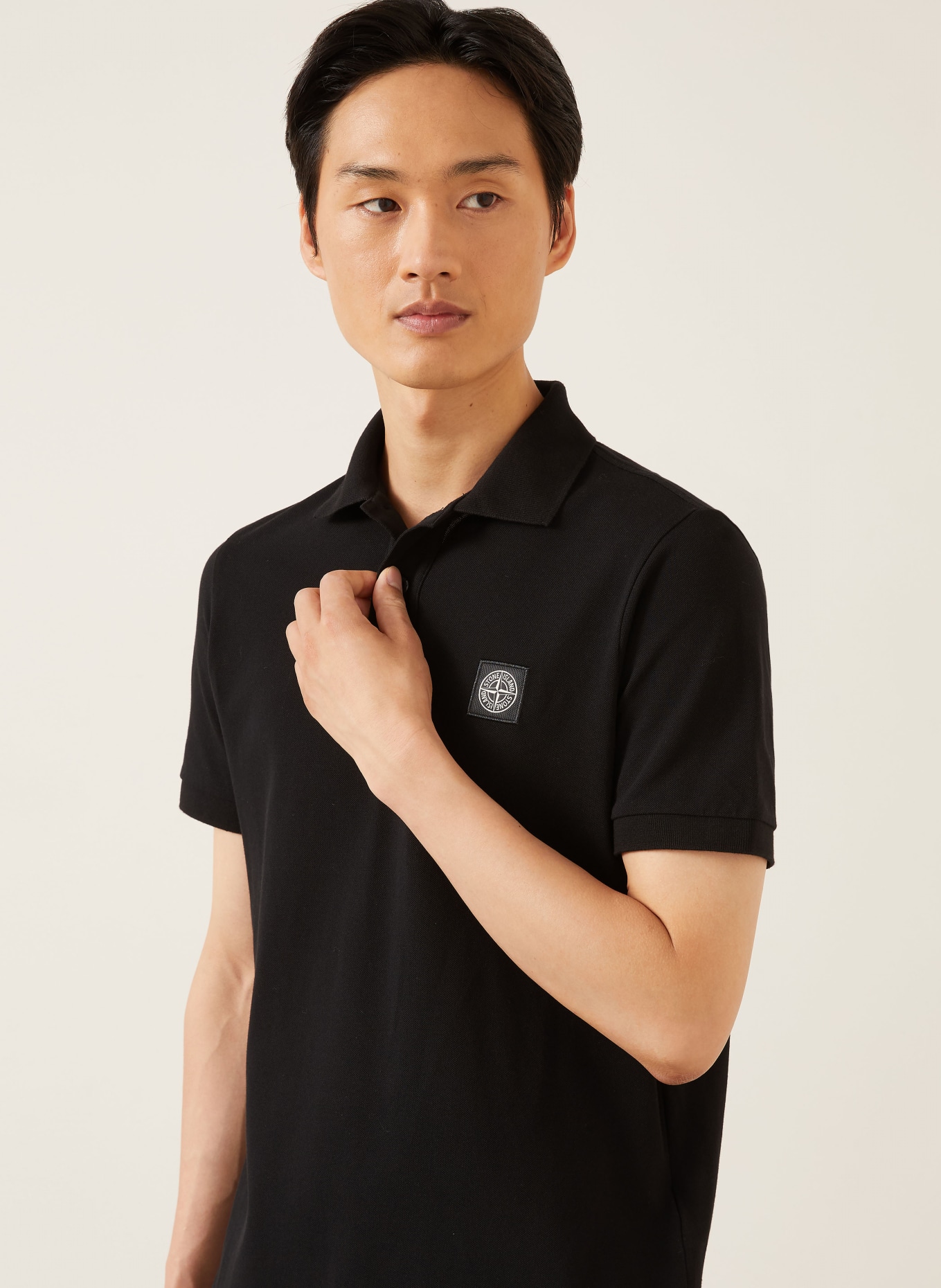 STONE ISLAND Pikétröja, slim fit: SVART