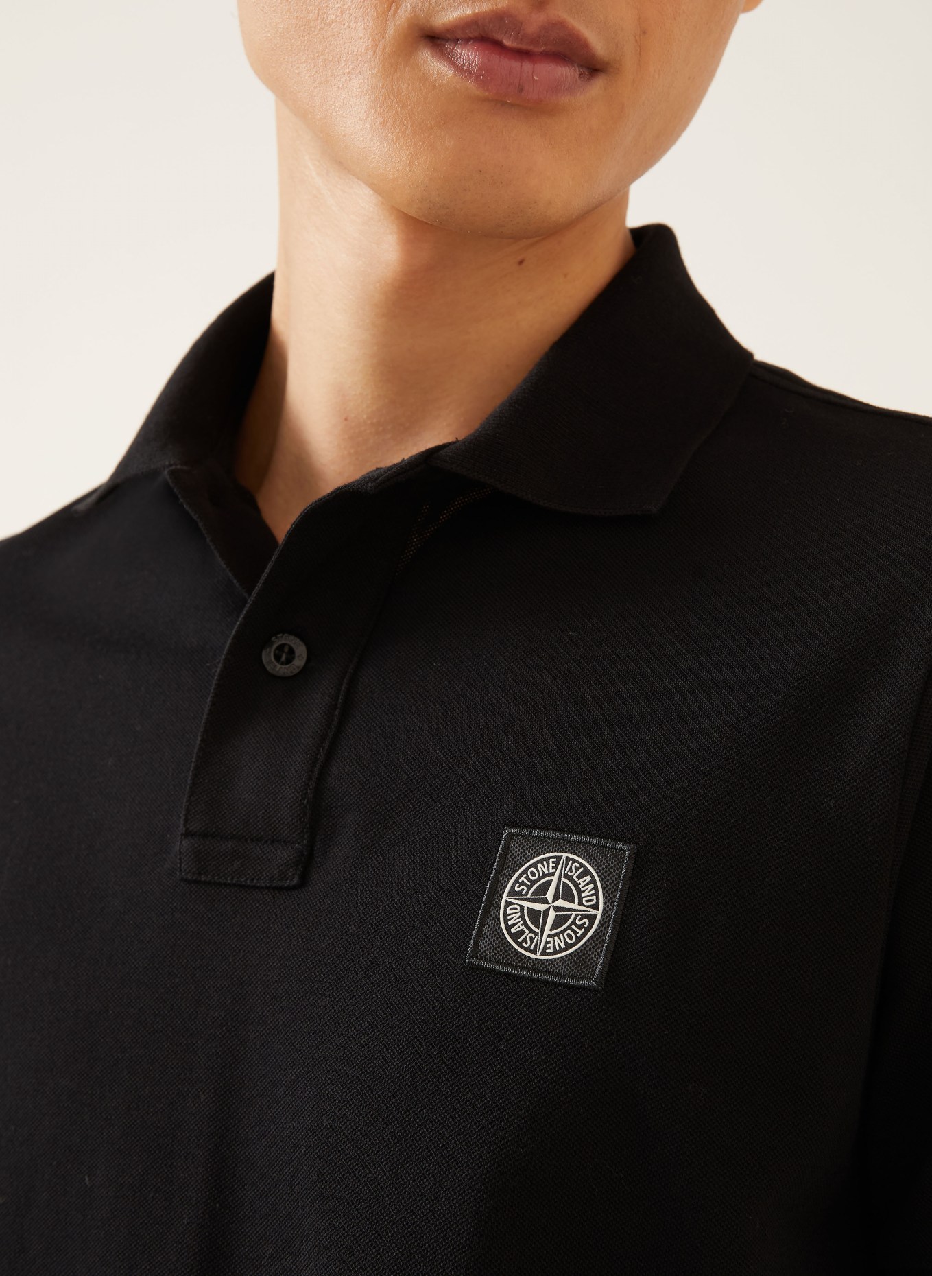 STONE ISLAND Pikétröja, slim fit: SVART