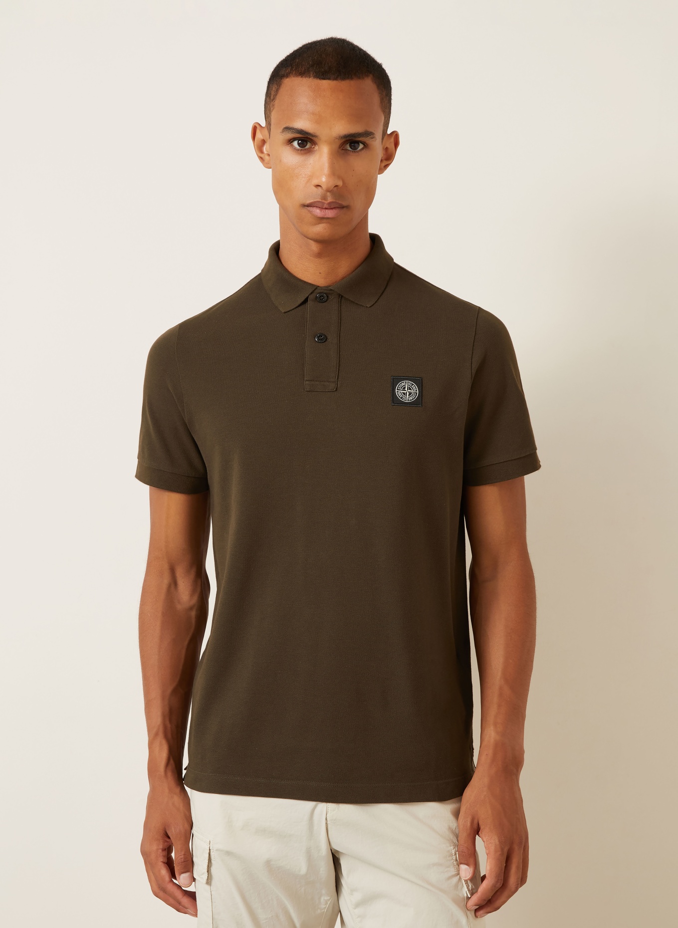 STONE ISLAND Pikétröja, slim fit: MÖRKBRUN