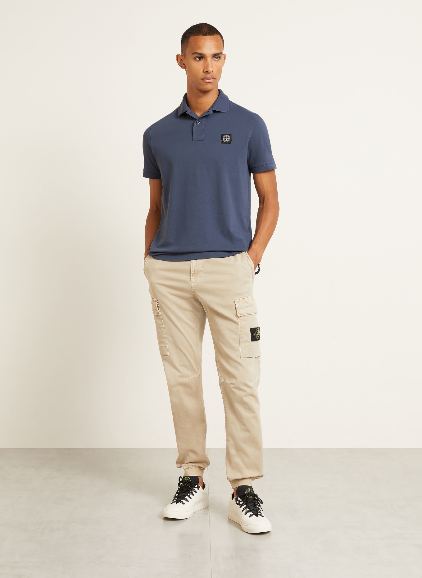 STONE ISLAND Pikétröja, slim fit: MÖRKBLÅ