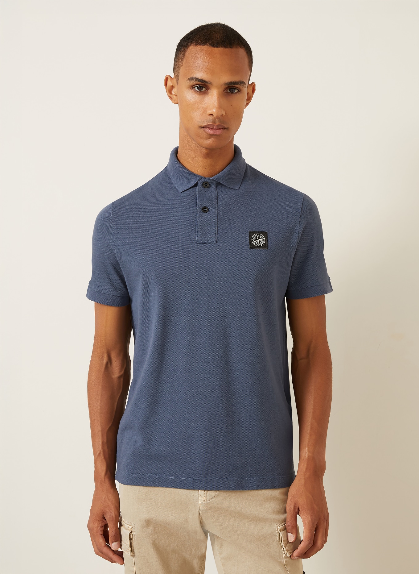 STONE ISLAND Pikétröja, slim fit: MÖRKBLÅ