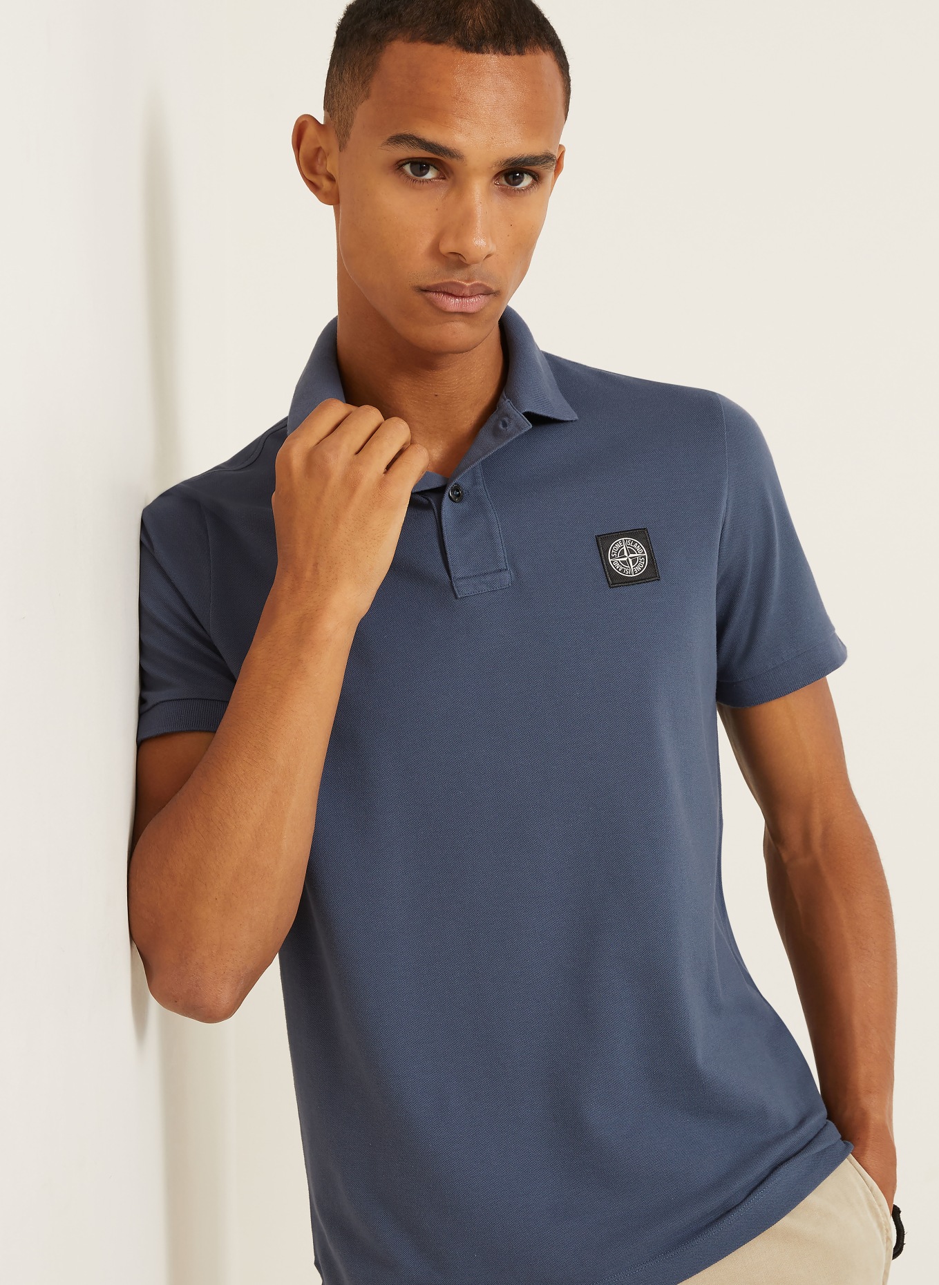 STONE ISLAND Pikétröja, slim fit: MÖRKBLÅ