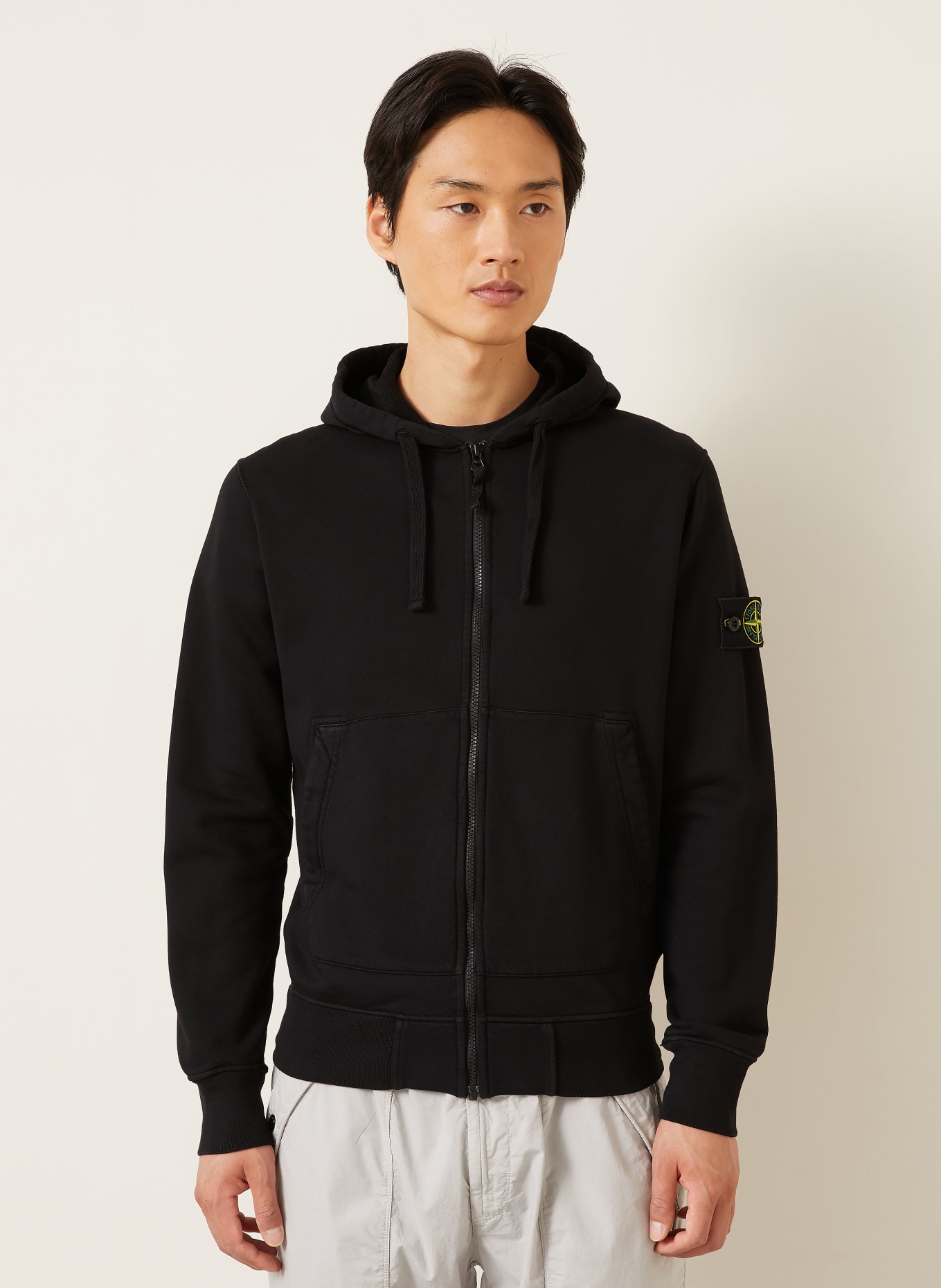 STONE ISLAND Zip-up sweatshirt: BLACK