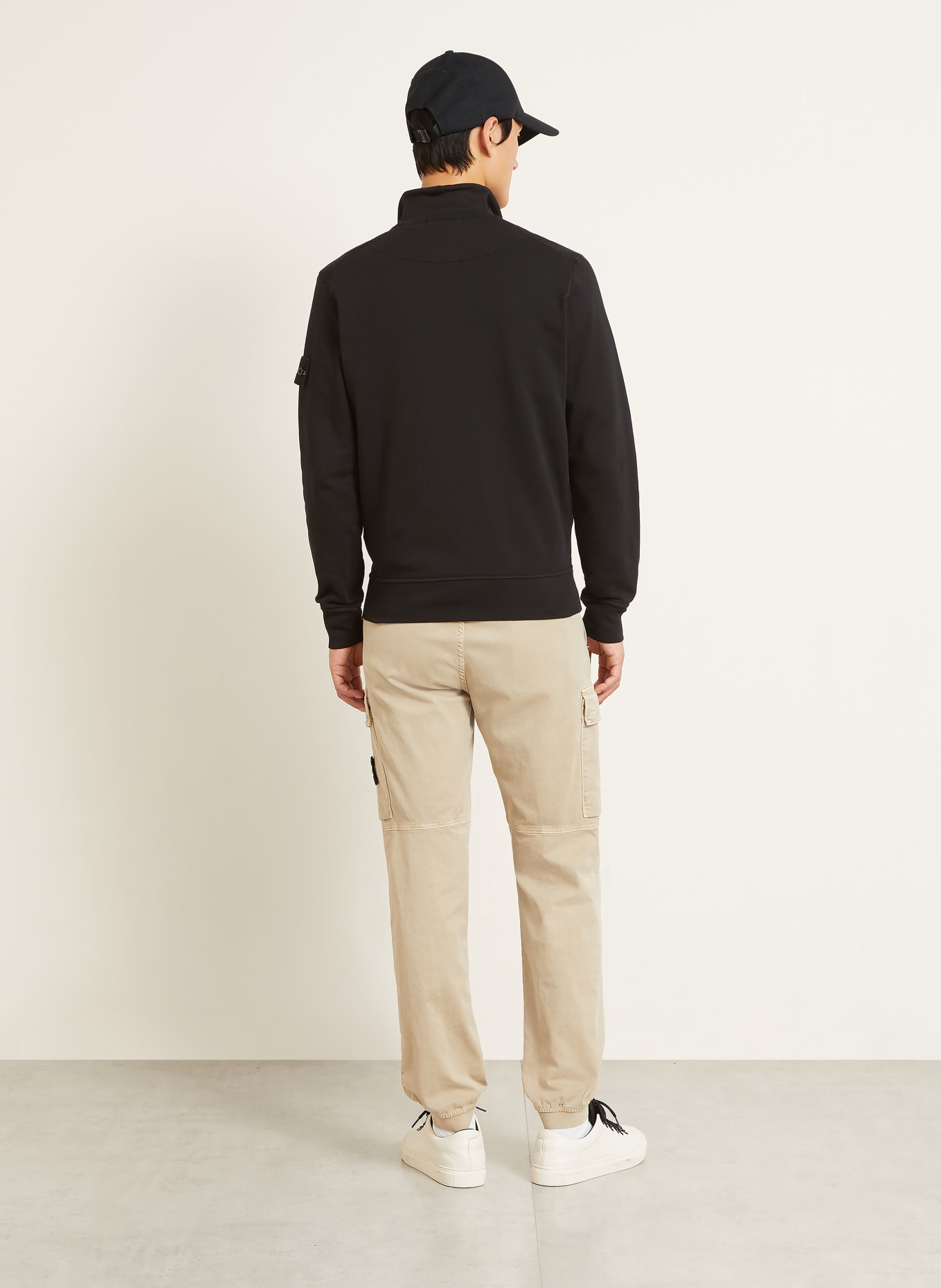 STONE ISLAND Jachetă din material de tip sweat: NEGRU