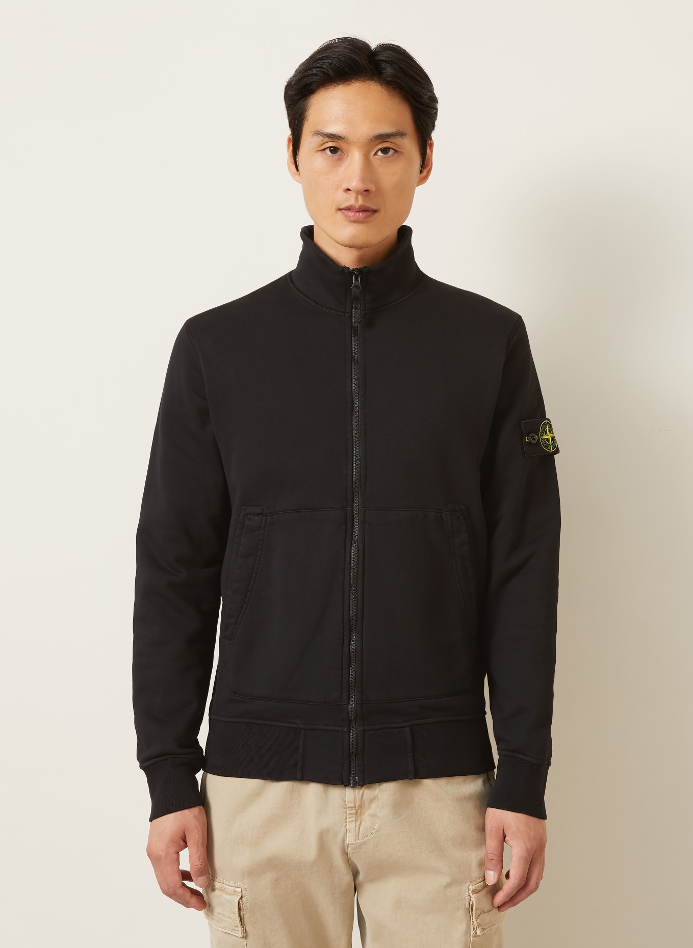 STONE ISLAND Jachetă din material de tip sweat: NEGRU