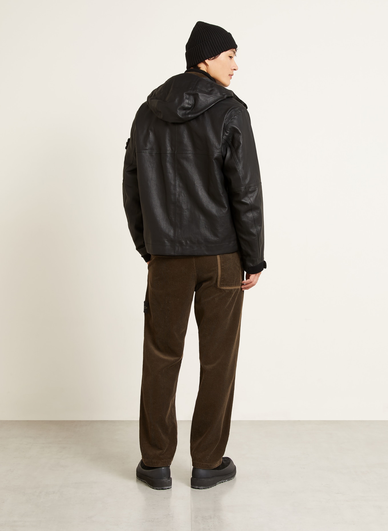 STONE ISLAND Lederjacke: SCHWARZ