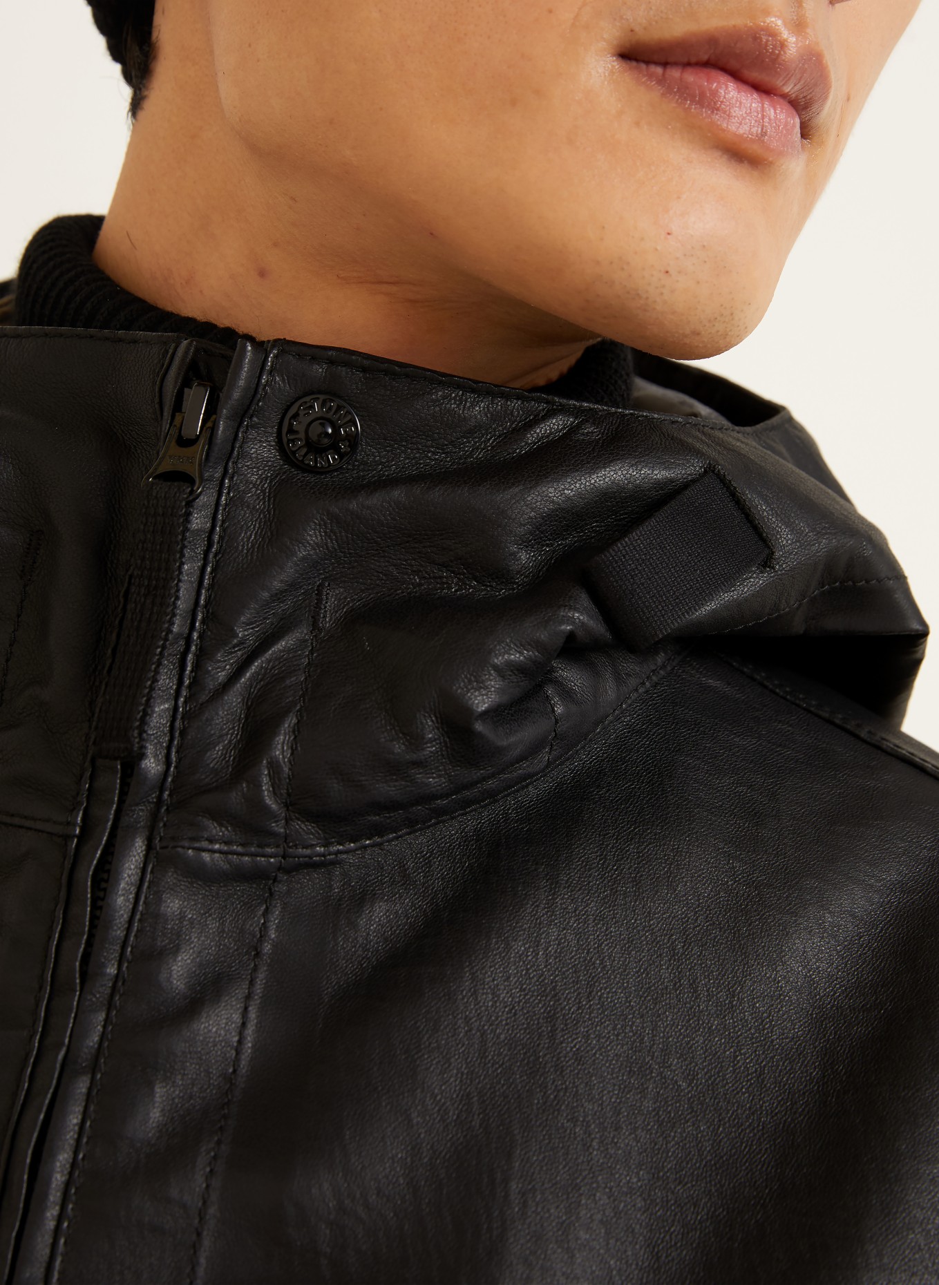 STONE ISLAND Lederjacke: SCHWARZ