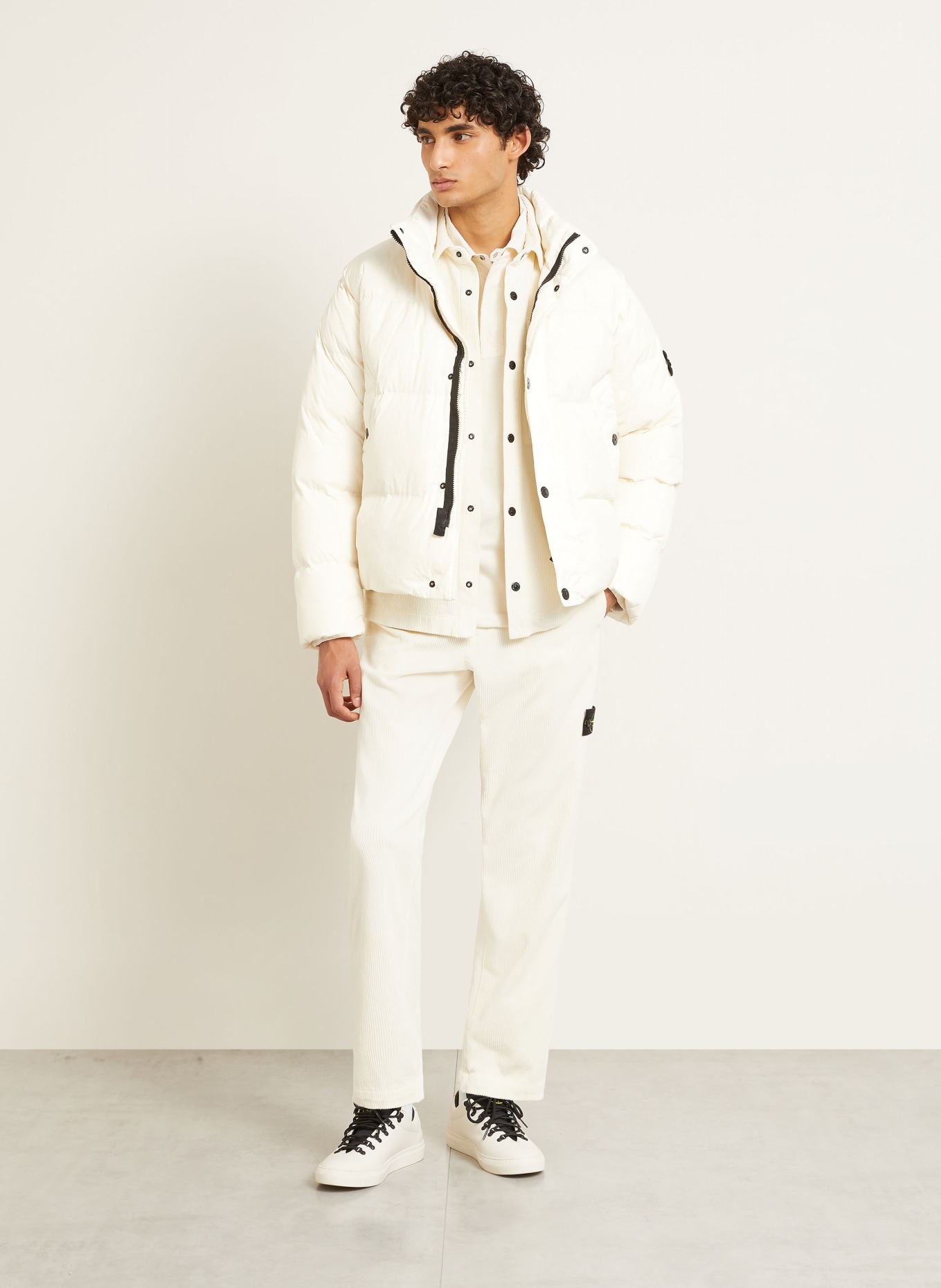 STONE ISLAND Donsjas: ECRU / ZWART