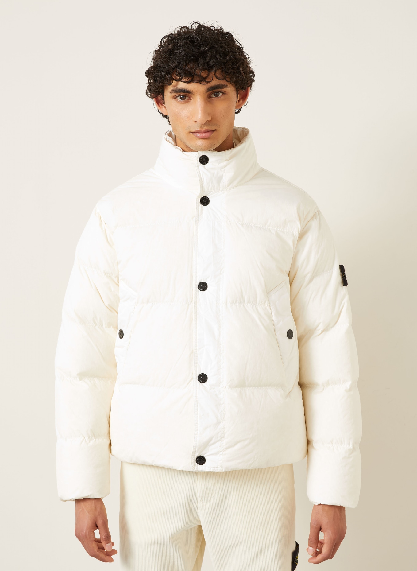 STONE ISLAND Donsjas: ECRU / ZWART