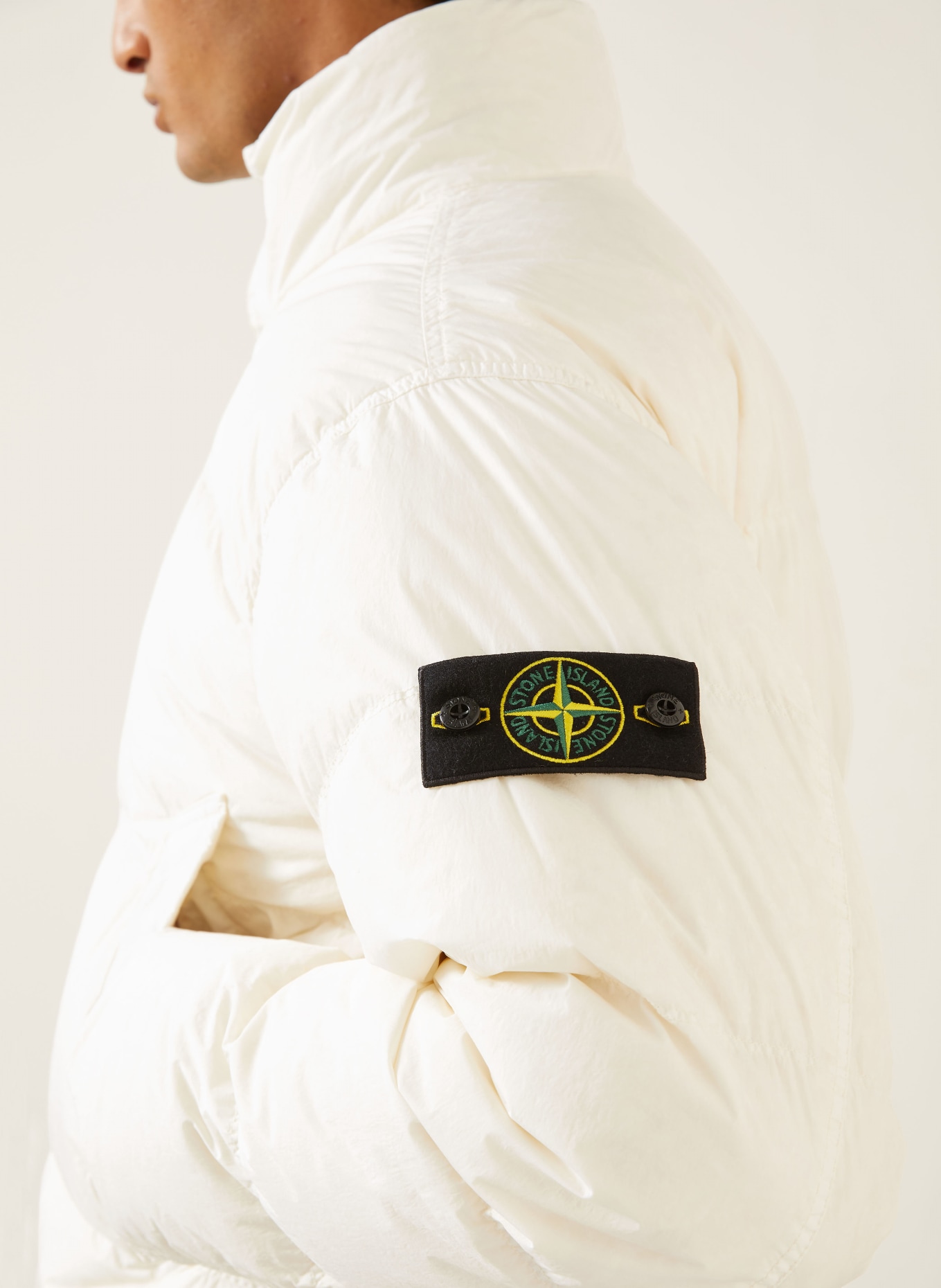 STONE ISLAND Donsjas: ECRU / ZWART