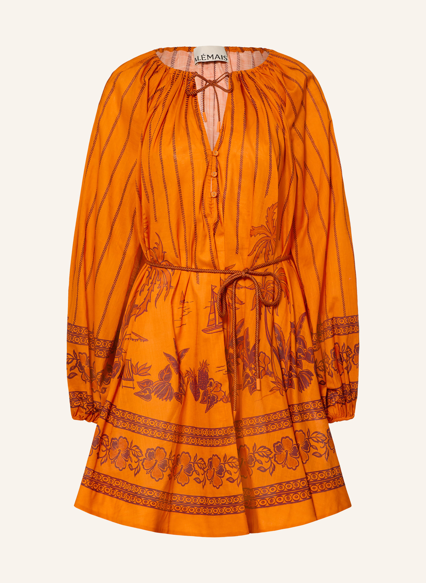 ALÉMAIS Kleid BOATHOUSE: ORANGE / DUNKELBRAUN