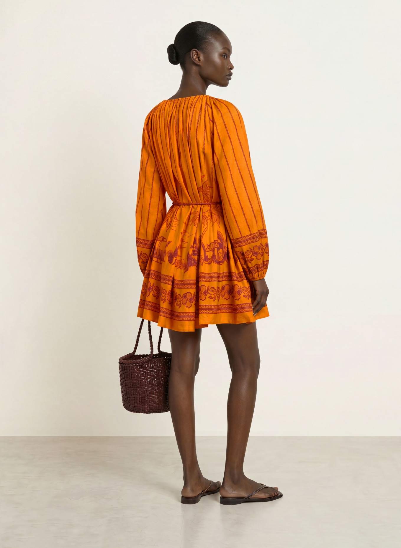 ALÉMAIS Kleid BOATHOUSE: ORANGE / DUNKELBRAUN