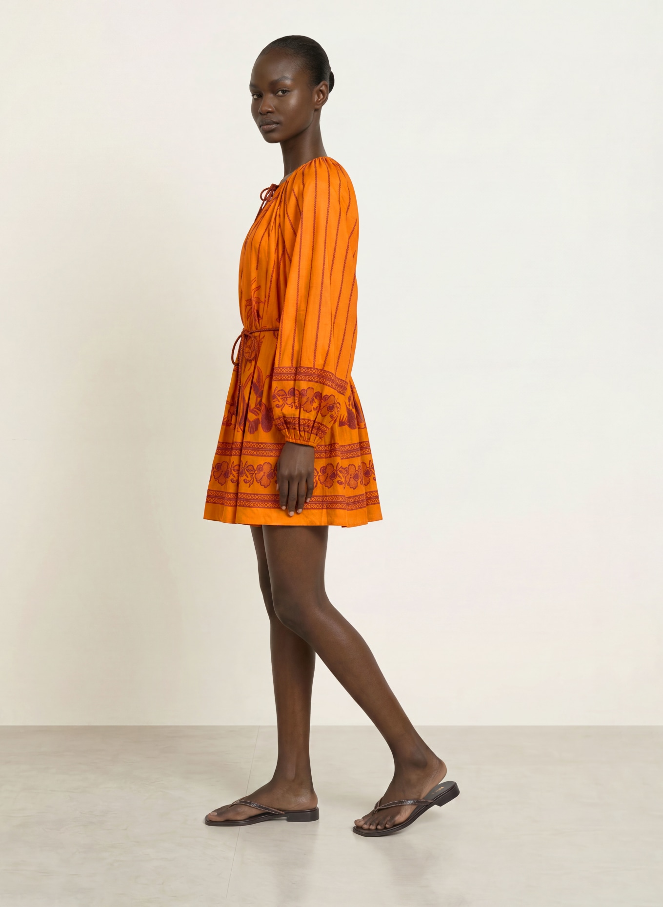 ALÉMAIS Kleid BOATHOUSE: ORANGE / DUNKELBRAUN