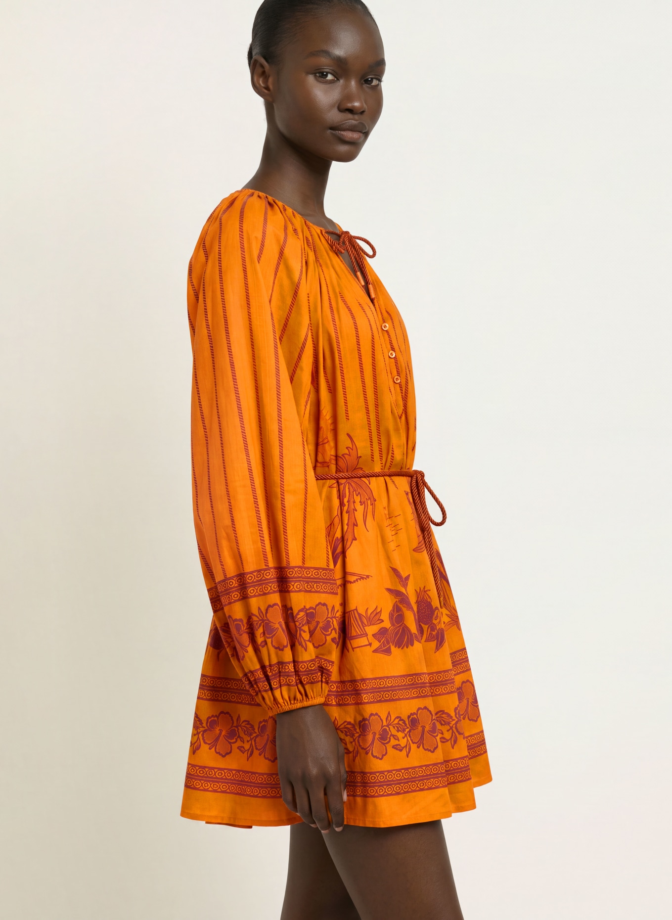 ALÉMAIS Kleid BOATHOUSE: ORANGE / DUNKELBRAUN