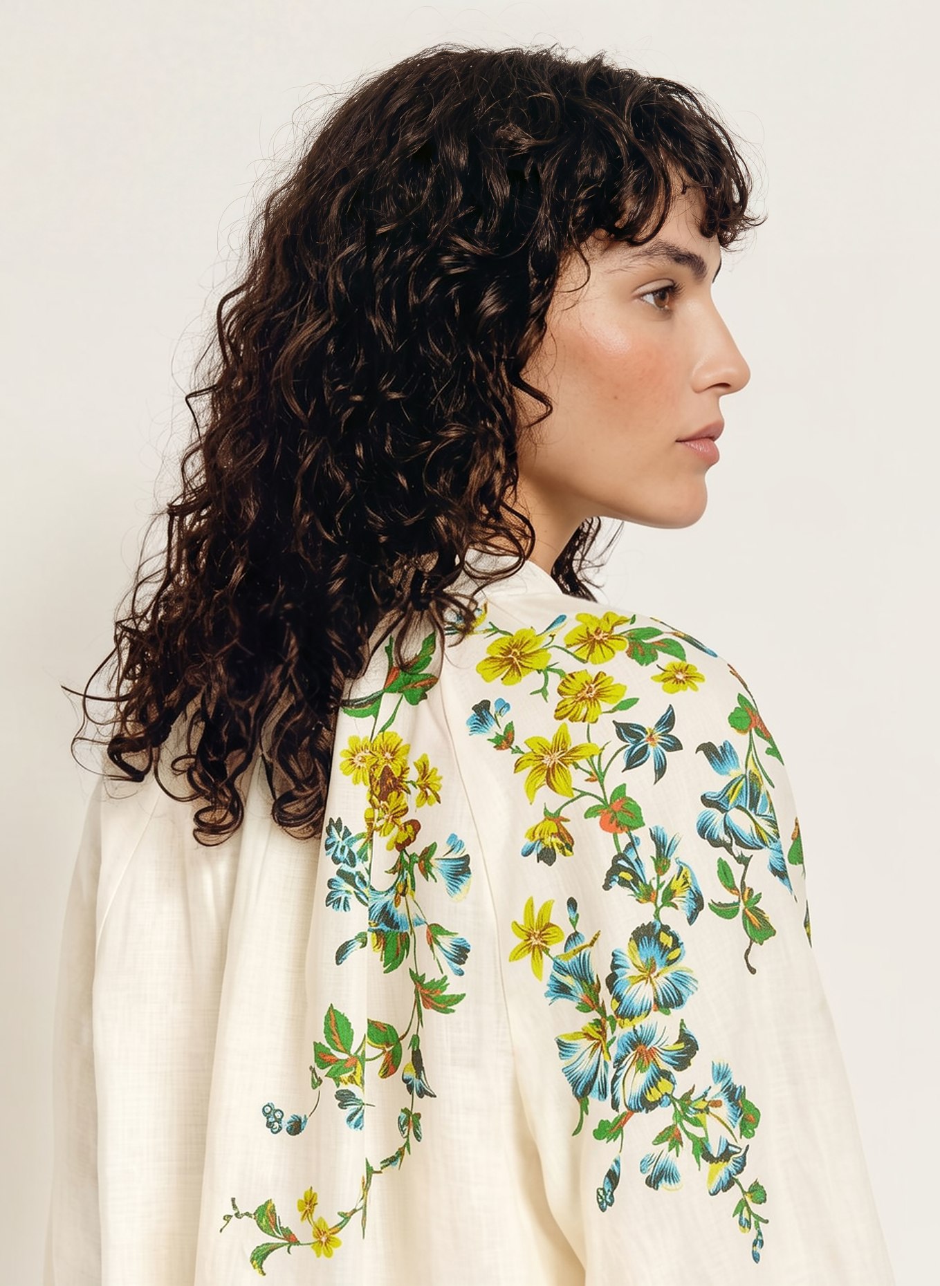ALÉMAIS Blusenshirt PHYLLIS: ECRU / GRÜN / BLAU