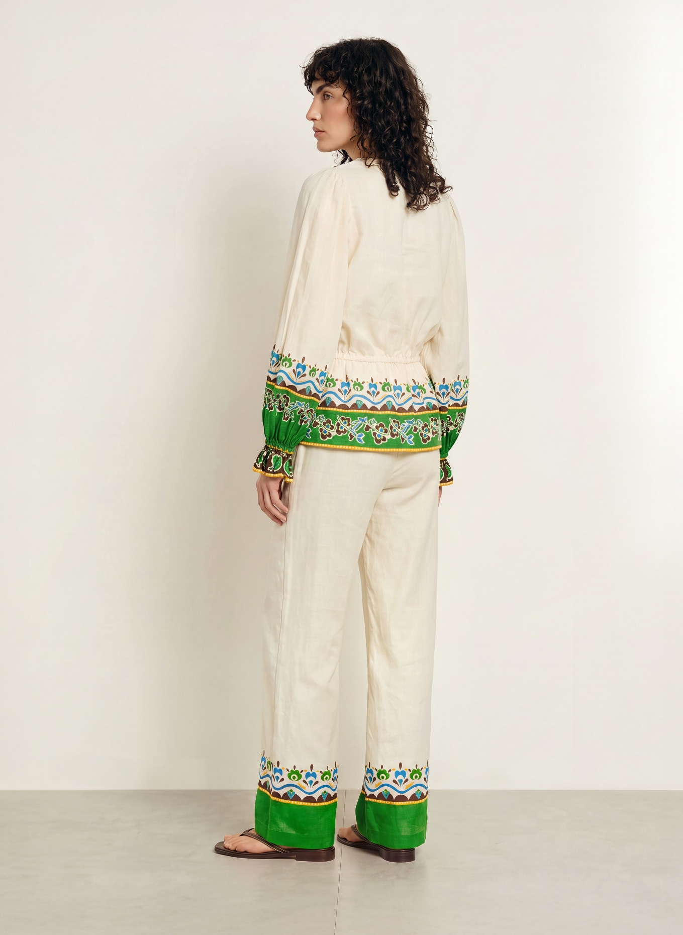 ALÉMAIS Blusenshirt BRIDGETTE: CREME / GRÜN / BLAU