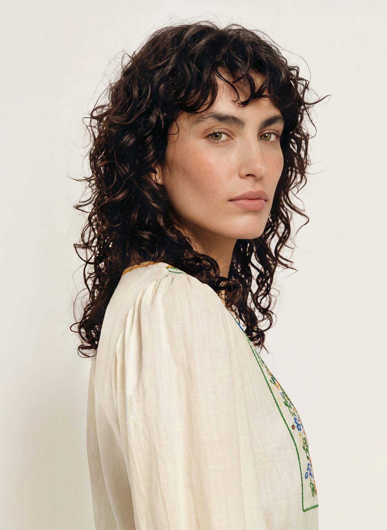 ALÉMAIS Blusenshirt BRIDGETTE: CREME / GRÜN / BLAU