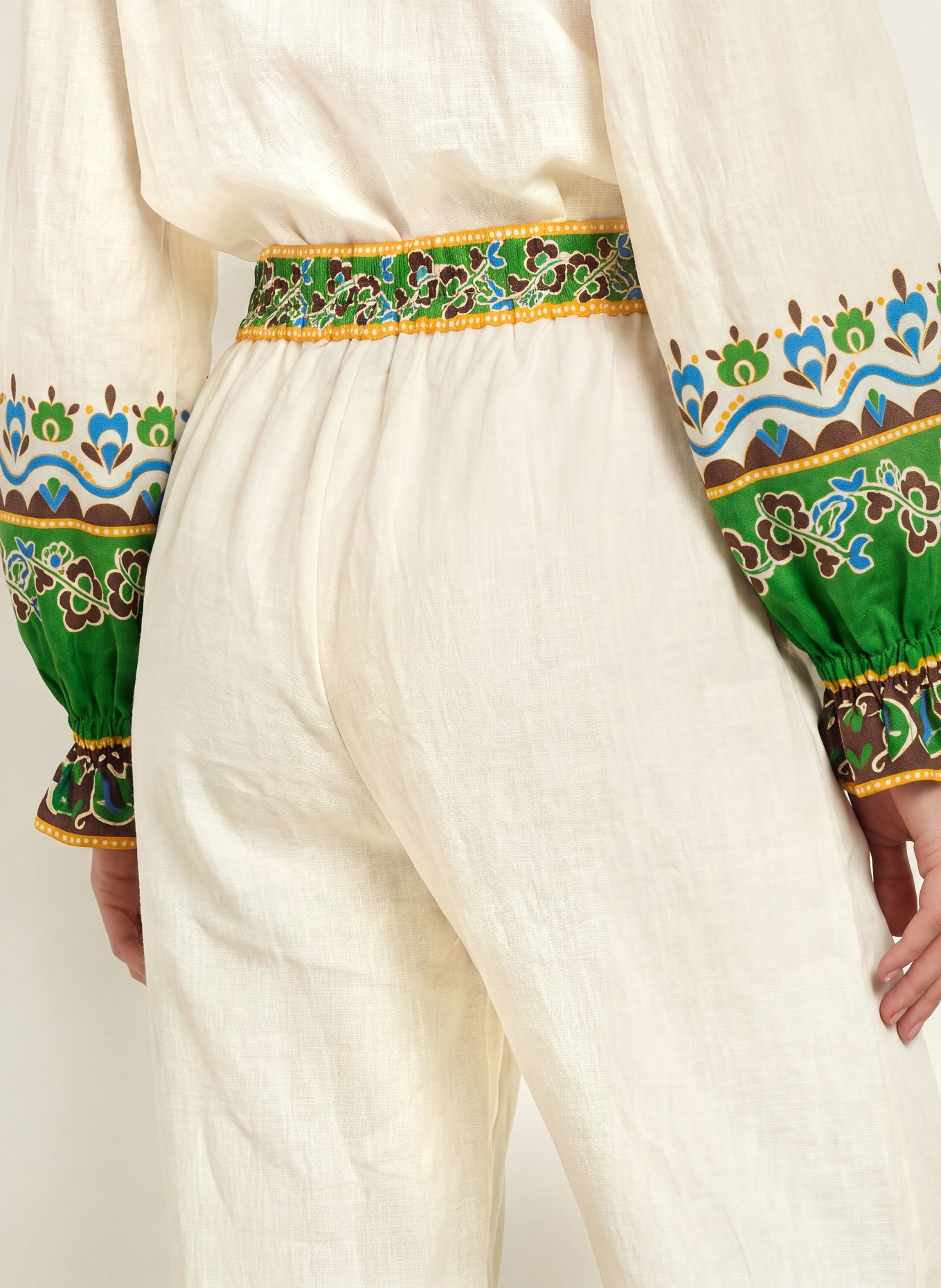 ALÉMAIS Broek BRIDGETTE: CRÈME / GROEN / BLAUW