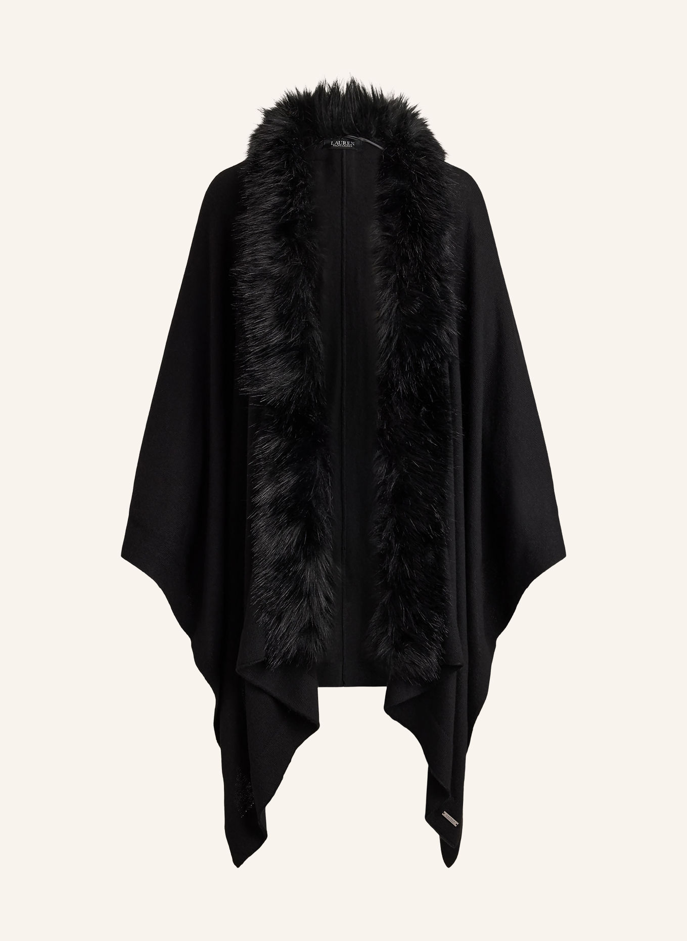 LAUREN RALPH LAUREN Cape met kunstbont: ZWART