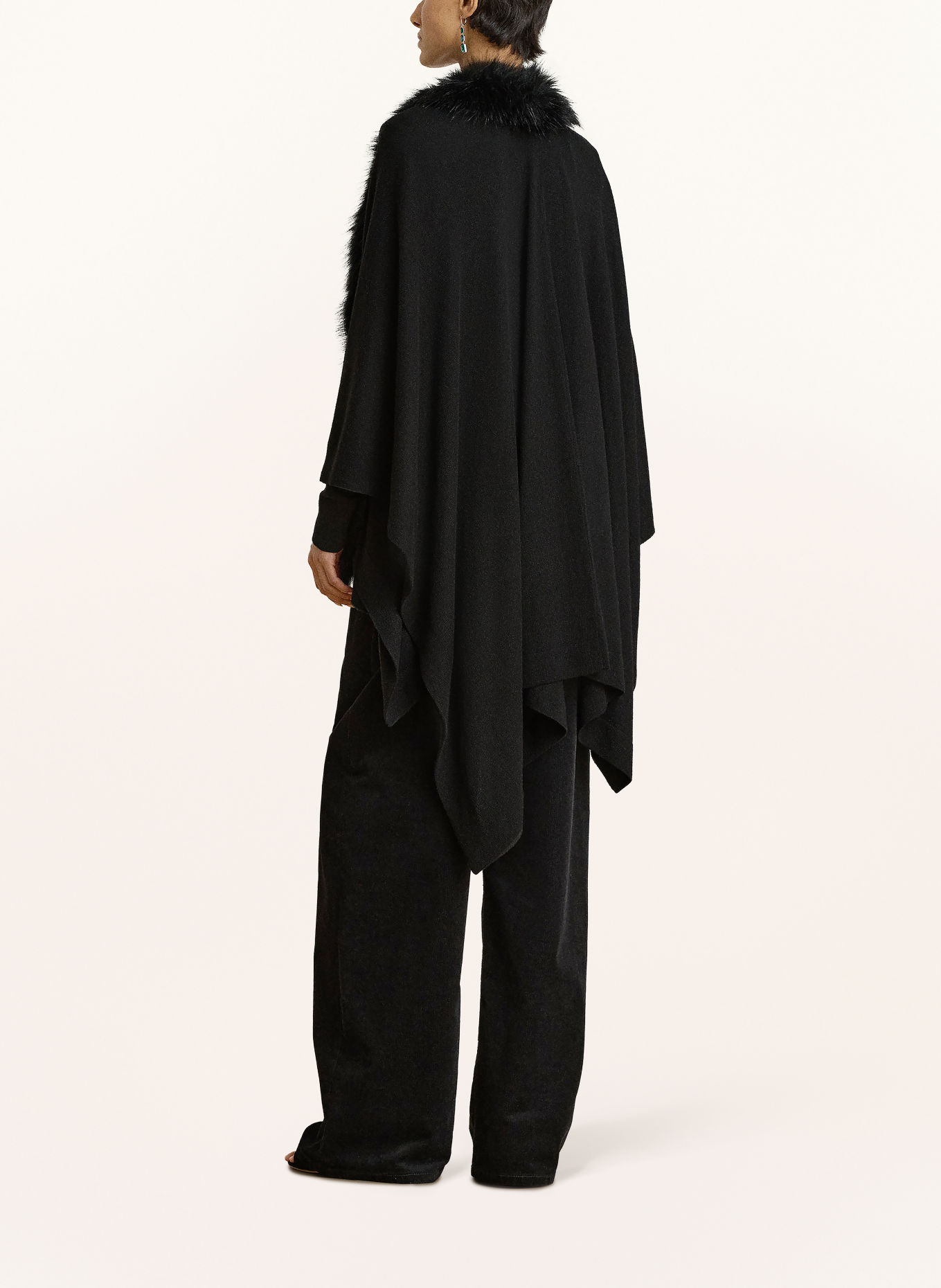 LAUREN RALPH LAUREN Cape met kunstbont: ZWART