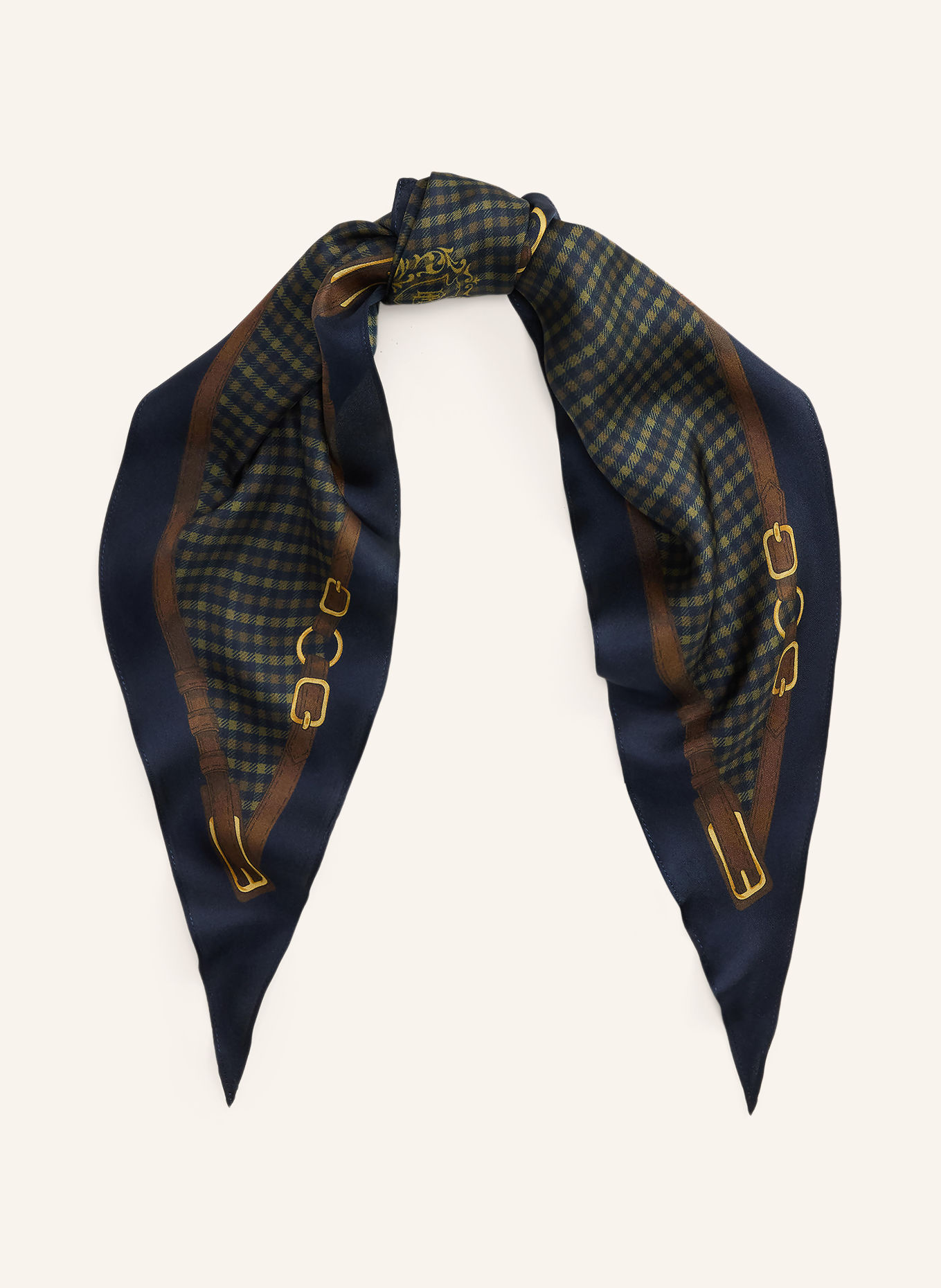LAUREN RALPH LAUREN Seidentuch: DUNKELBLAU / OLIV / KHAKI
