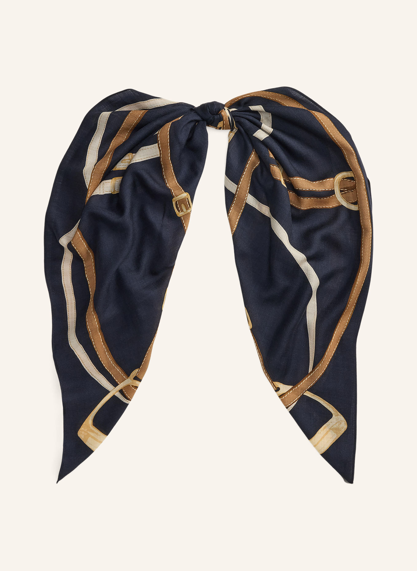 LAUREN RALPH LAUREN Tuch: DUNKELBLAU / BRAUN / BEIGE