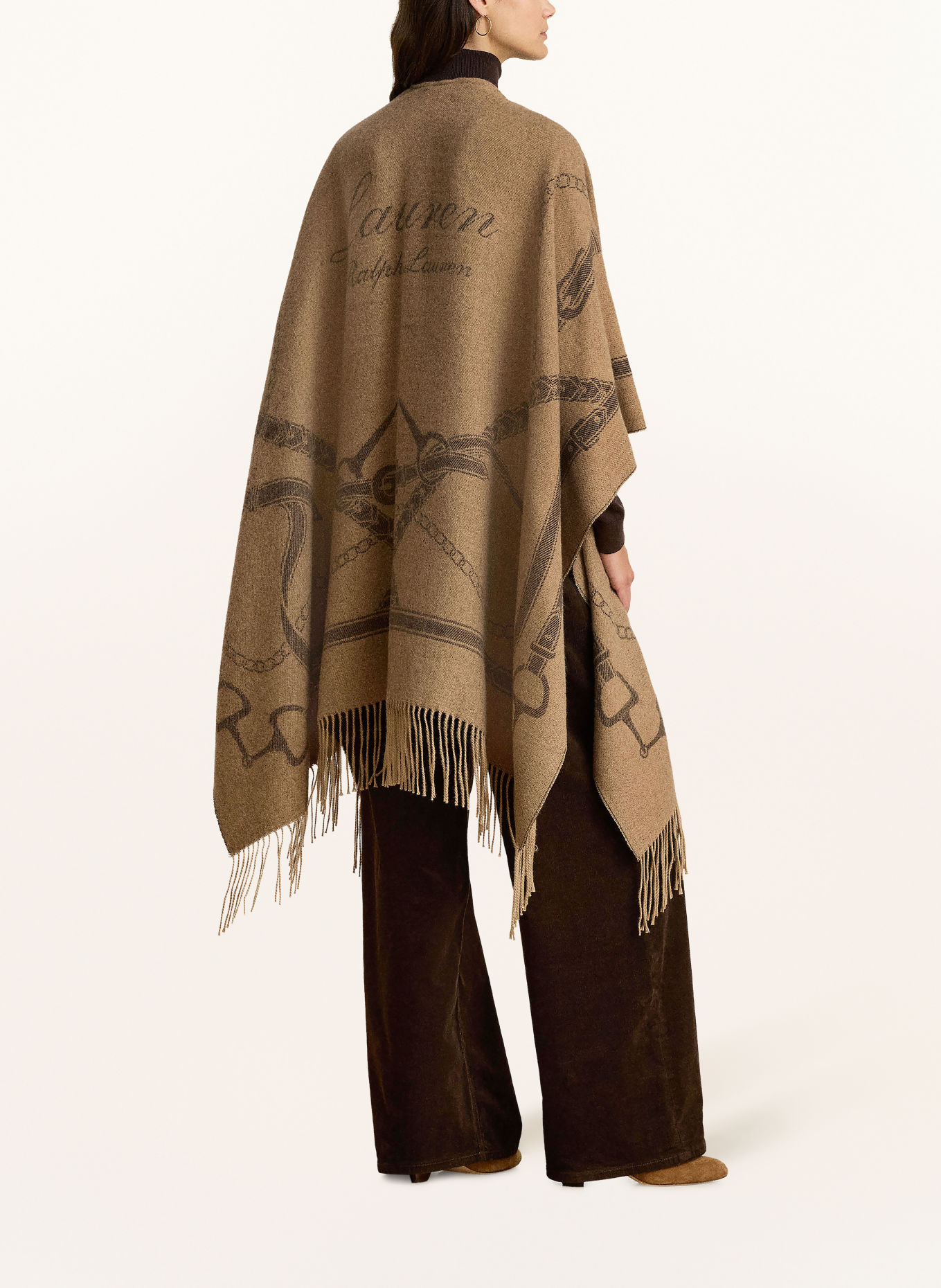LAUREN RALPH LAUREN Cape aus Jacquard: CAMEL / BRAUN