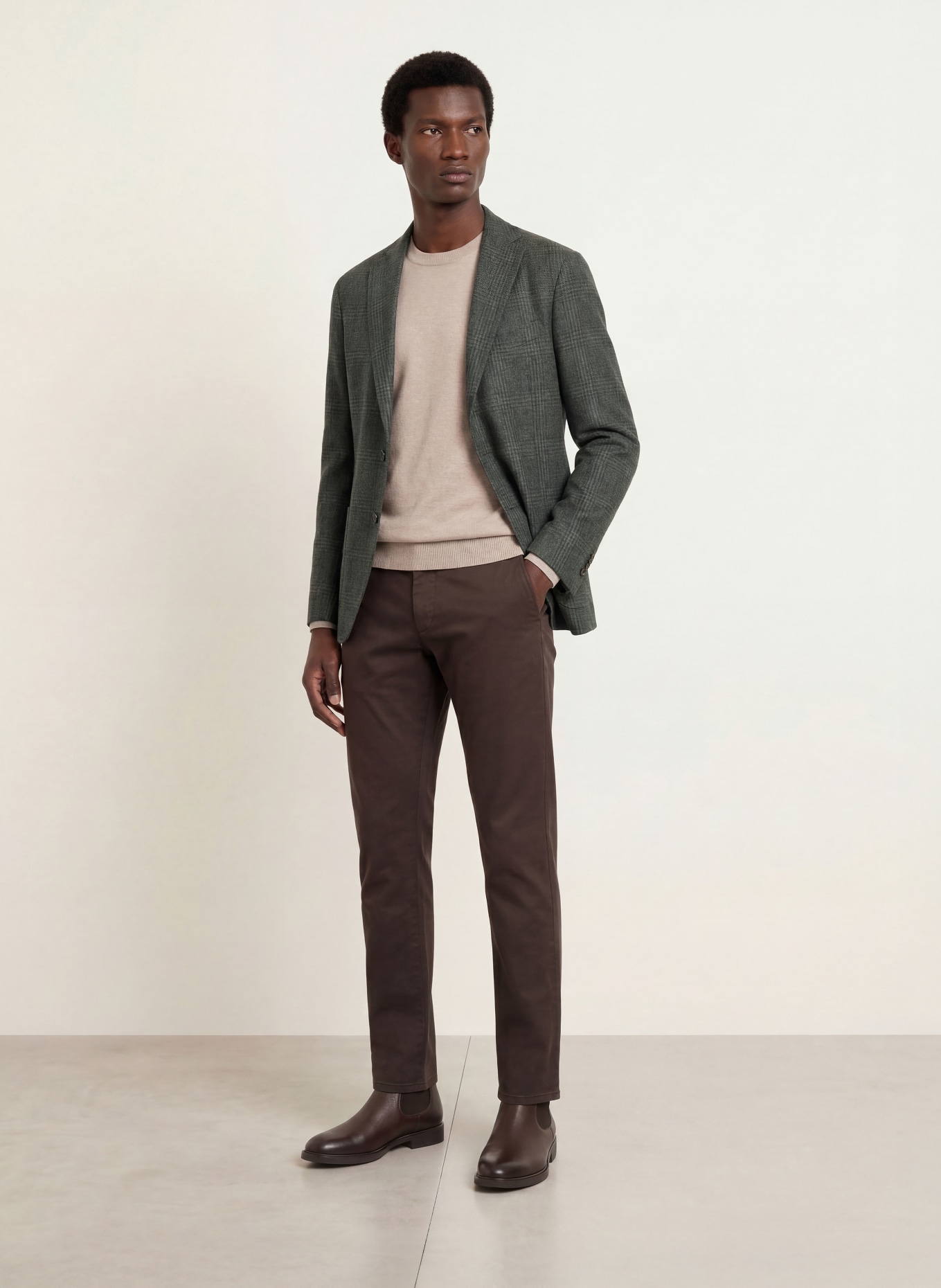 BOGLIOLI Veste en flanelle, coupe extra slim: GROEN / GRIS