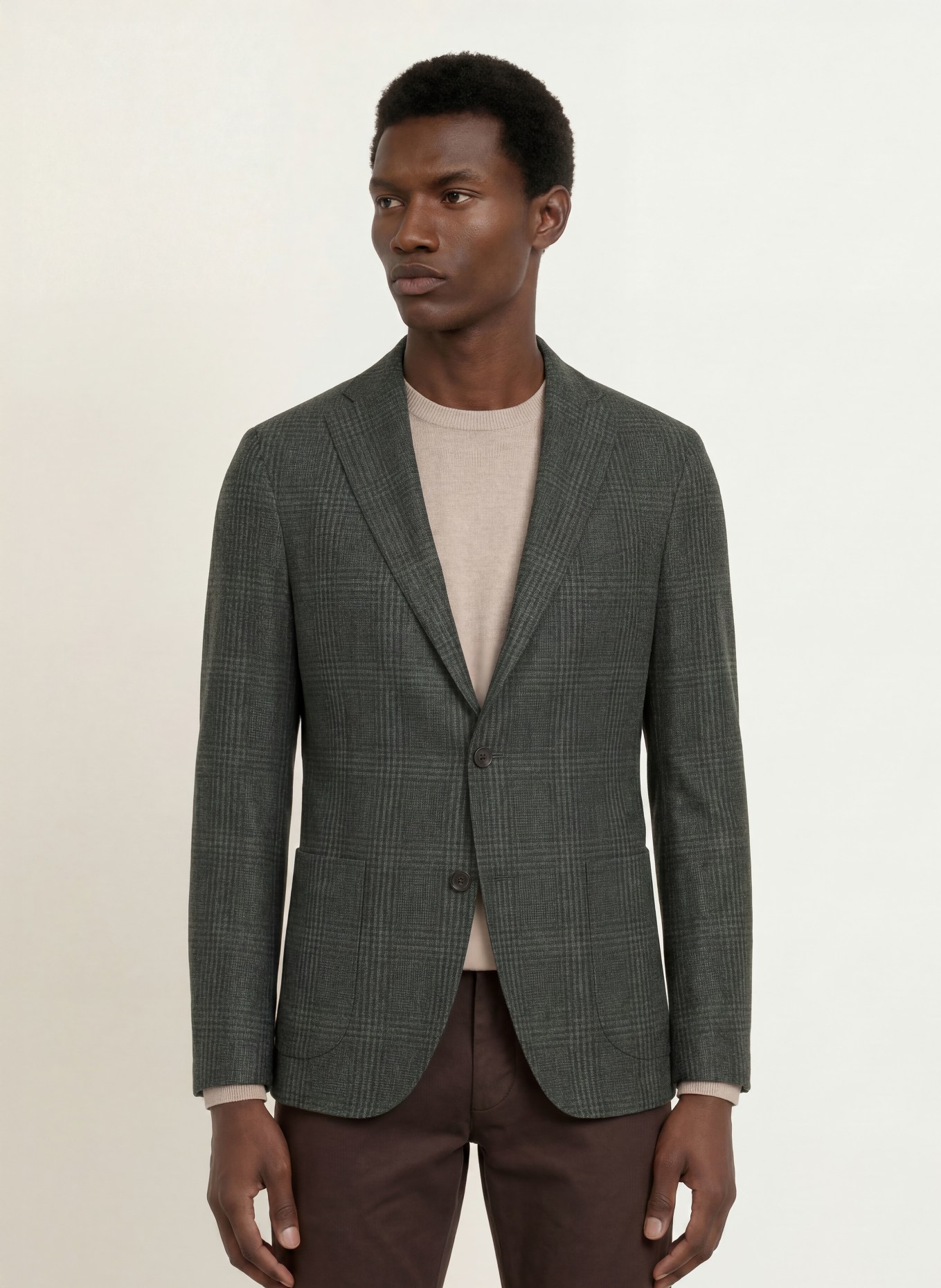 BOGLIOLI Veste en flanelle, coupe extra slim: GROEN / GRIS