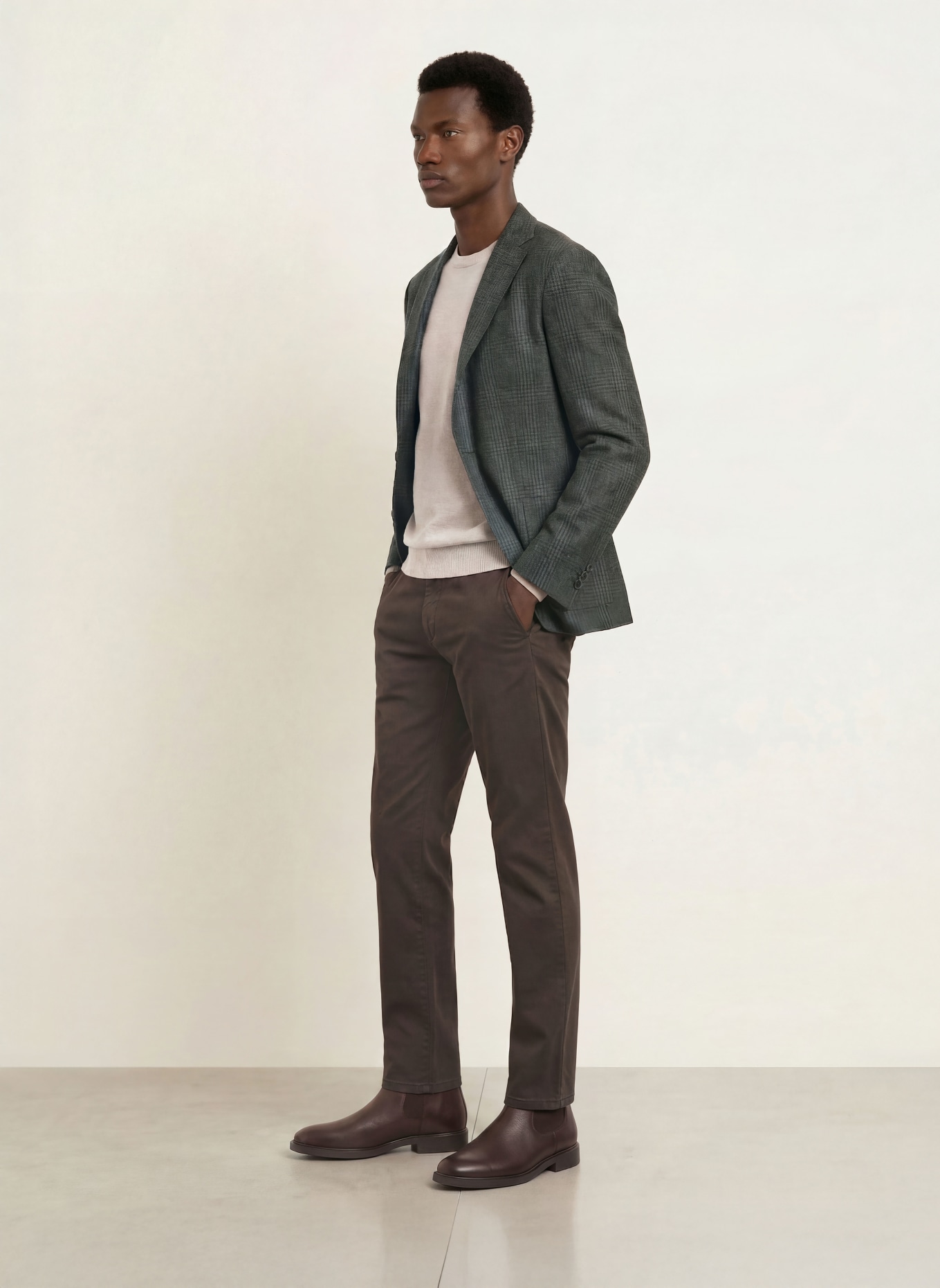 BOGLIOLI Veste en flanelle, coupe extra slim: GROEN / GRIS