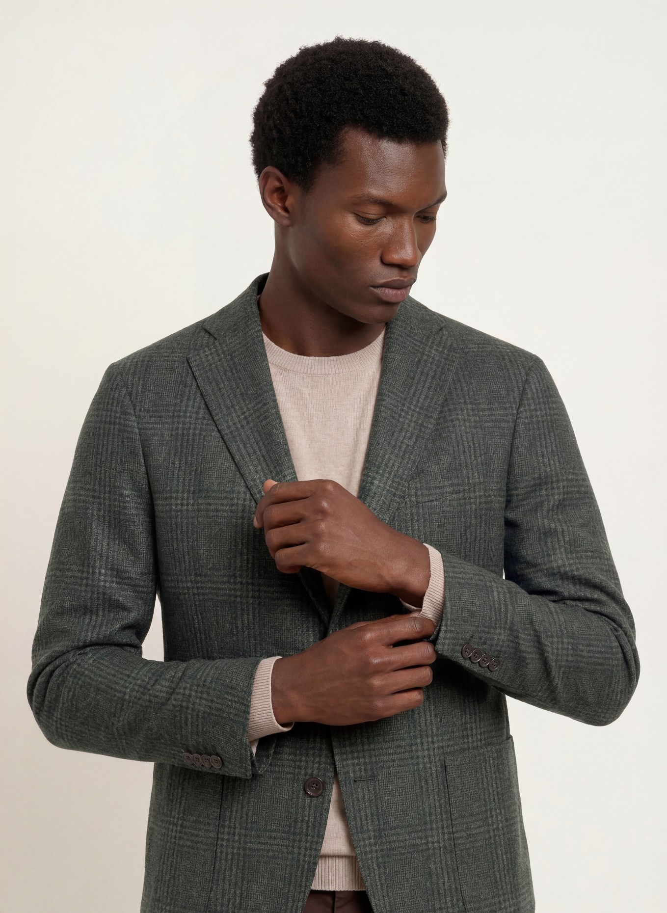 BOGLIOLI Veste en flanelle, coupe extra slim: GROEN / GRIS
