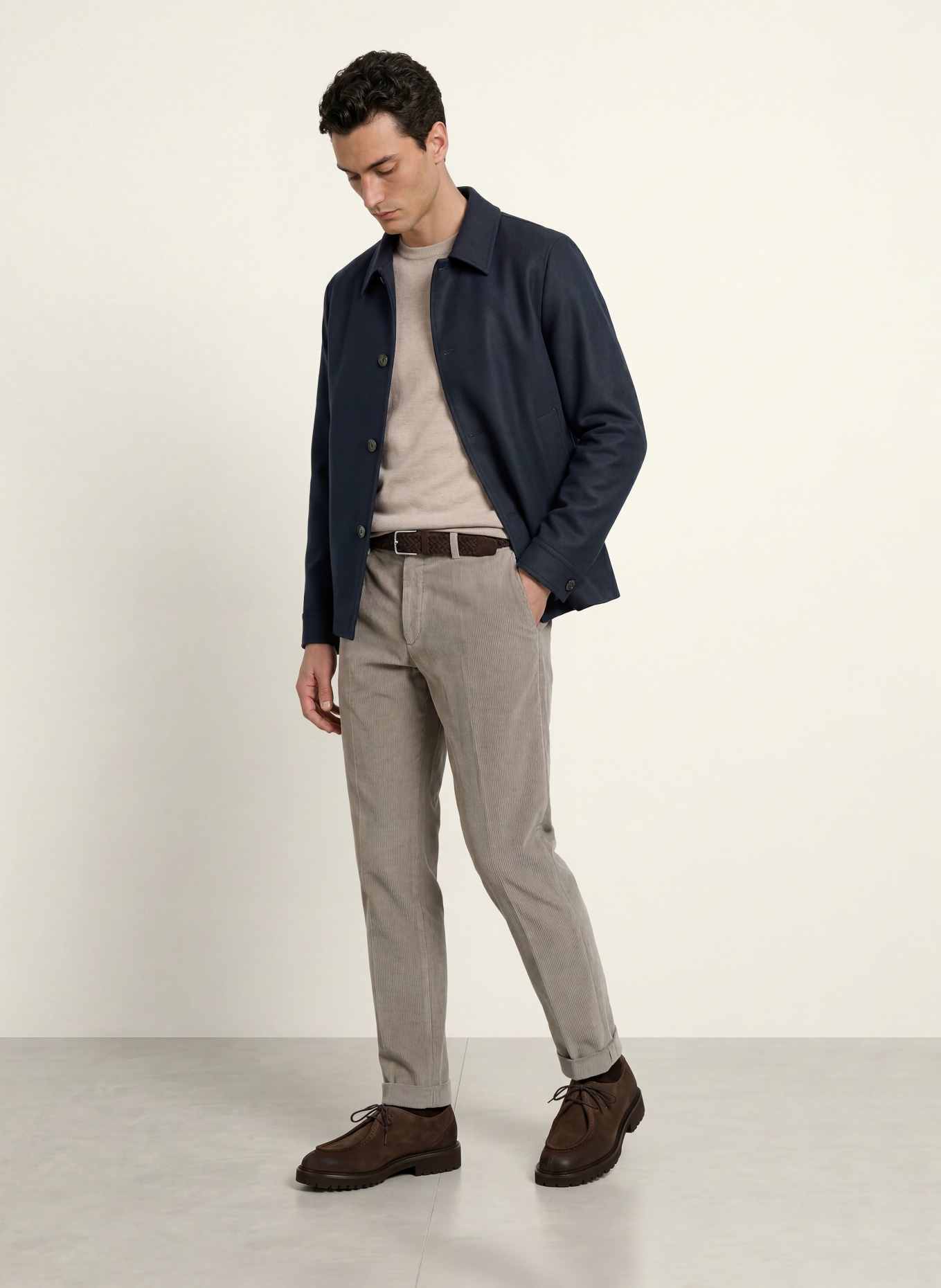 BOGLIOLI Overjacket im Materialmix: DUNKELBLAU