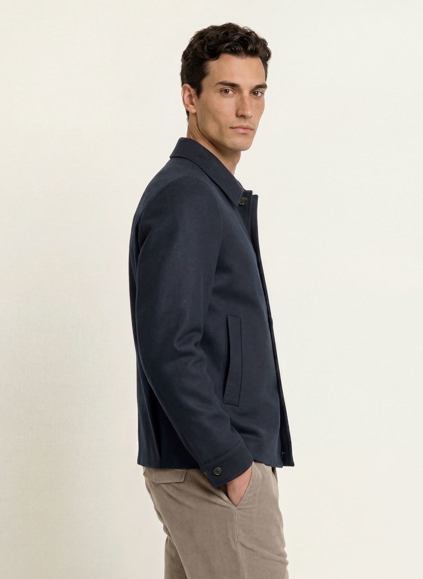 BOGLIOLI Overjacket im Materialmix: DUNKELBLAU