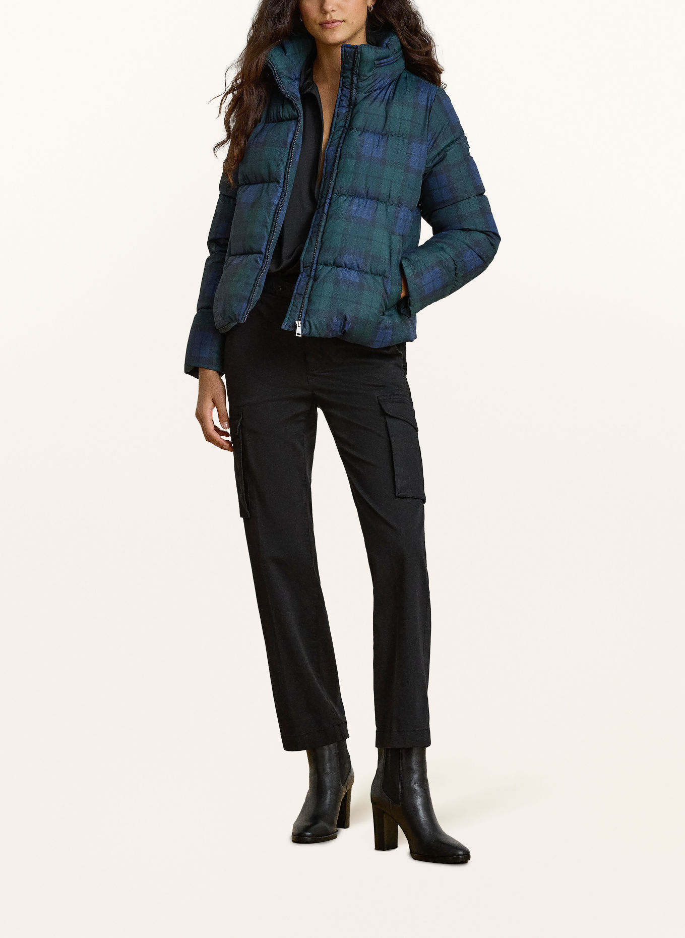 LAUREN RALPH LAUREN Prošívaná bunda: ZELENÁ / TMAVĚ MODRÁ / MODRÁ