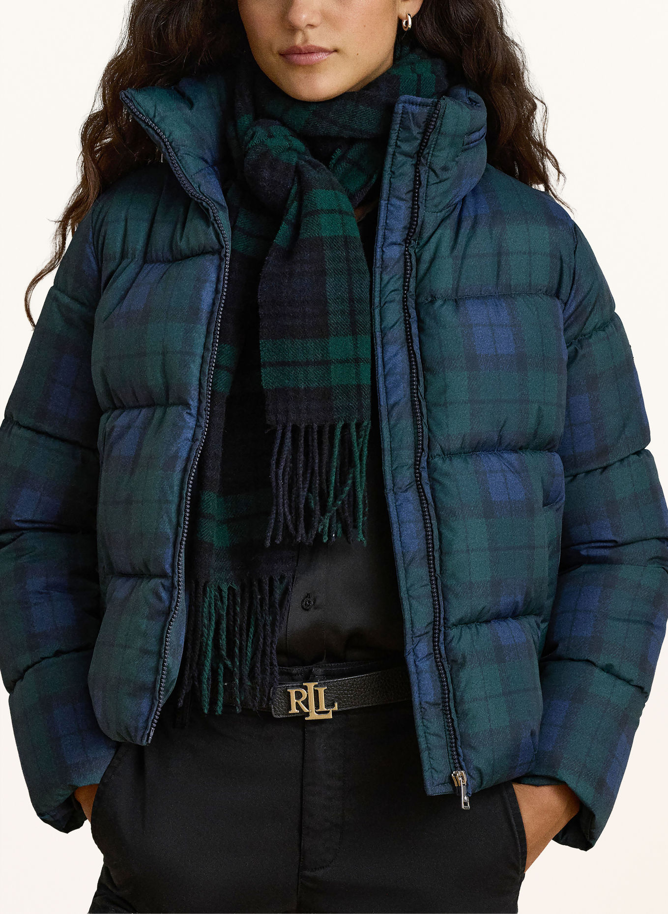 LAUREN RALPH LAUREN Prošívaná bunda: ZELENÁ / TMAVĚ MODRÁ / MODRÁ