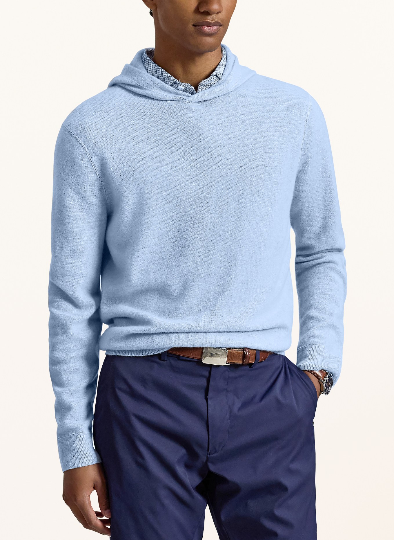 RLX RALPH LAUREN Strick-Hoodie aus Cashmere: HELLBLAU