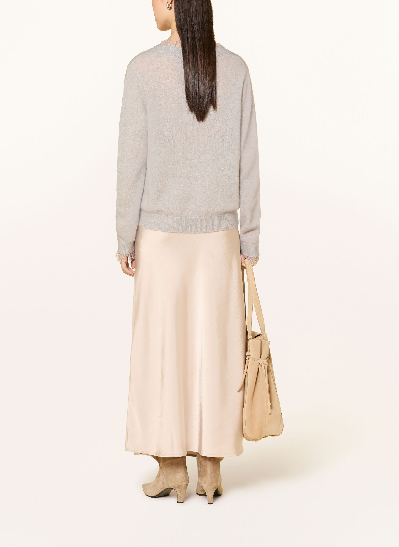 MOS MOSH Vest MMHELMI met kant: TAUPE