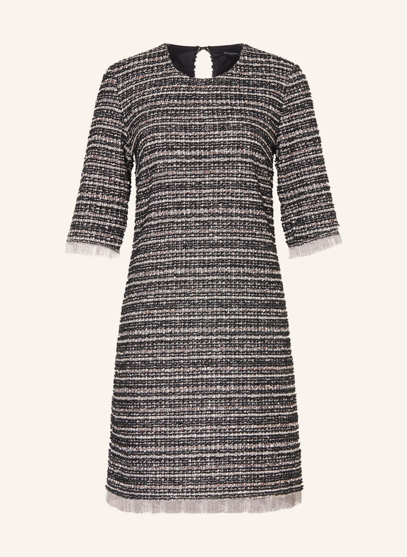 Ana Alcazar Bouclé dress with decorative beads: DARK GRAY / WHITE