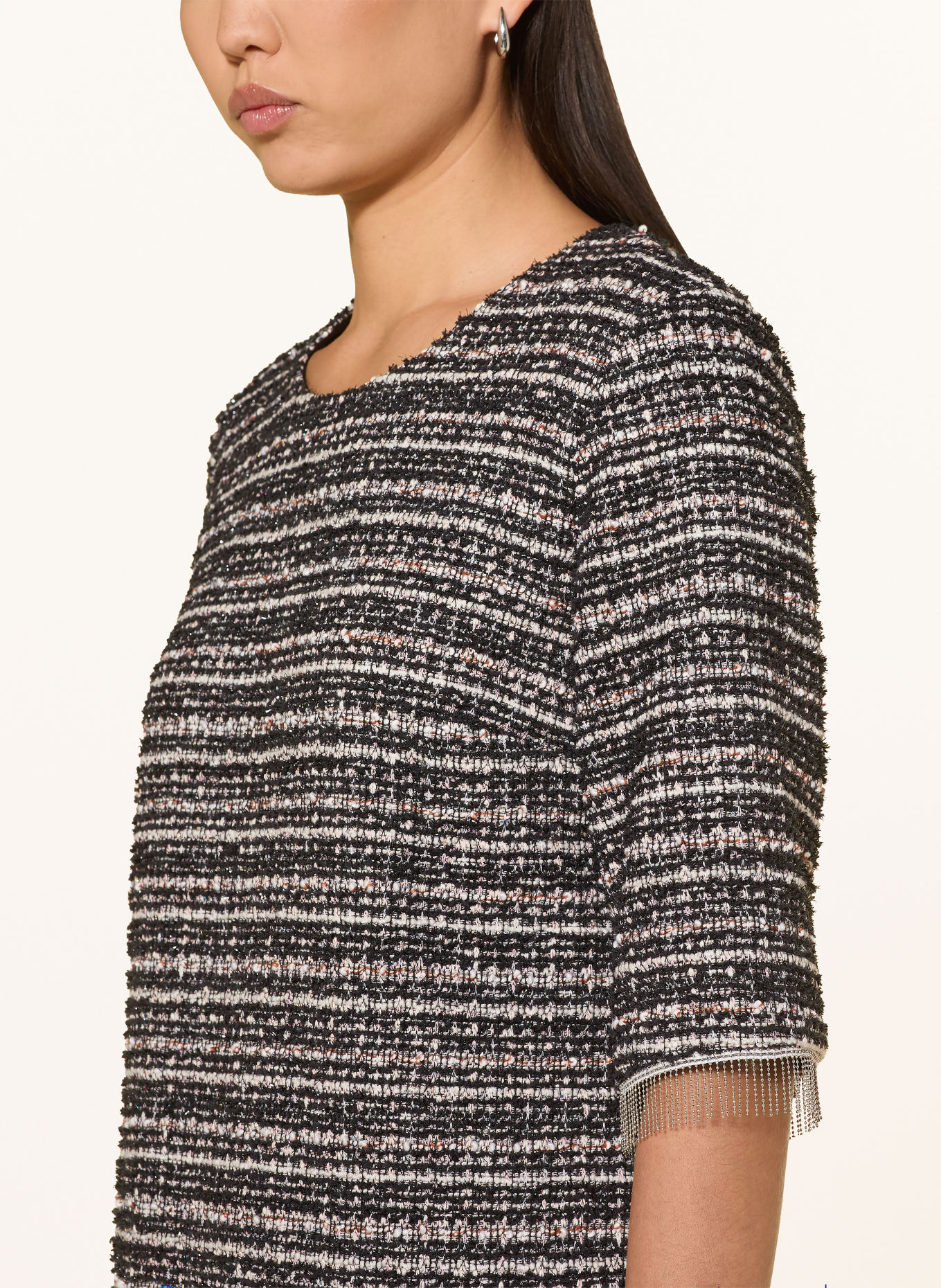 Ana Alcazar Bouclé dress with decorative beads: DARK GRAY / WHITE