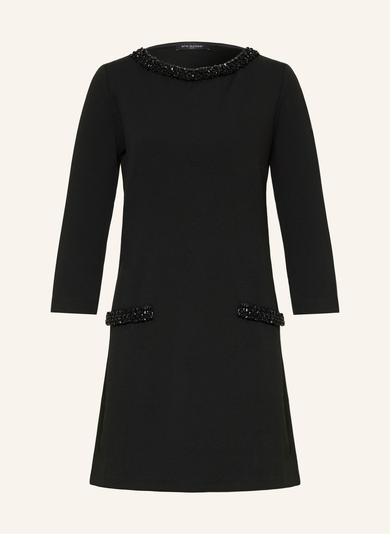 Ana Alcazar Rochie cu mâneci 3/4 și perle decorative: NEGRU