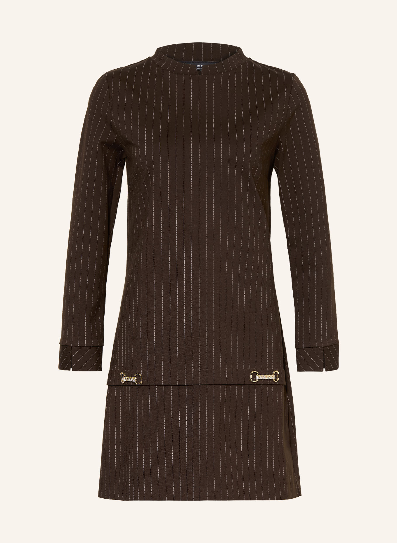 Ana Alcazar Dress: DARK BROWN / WHITE