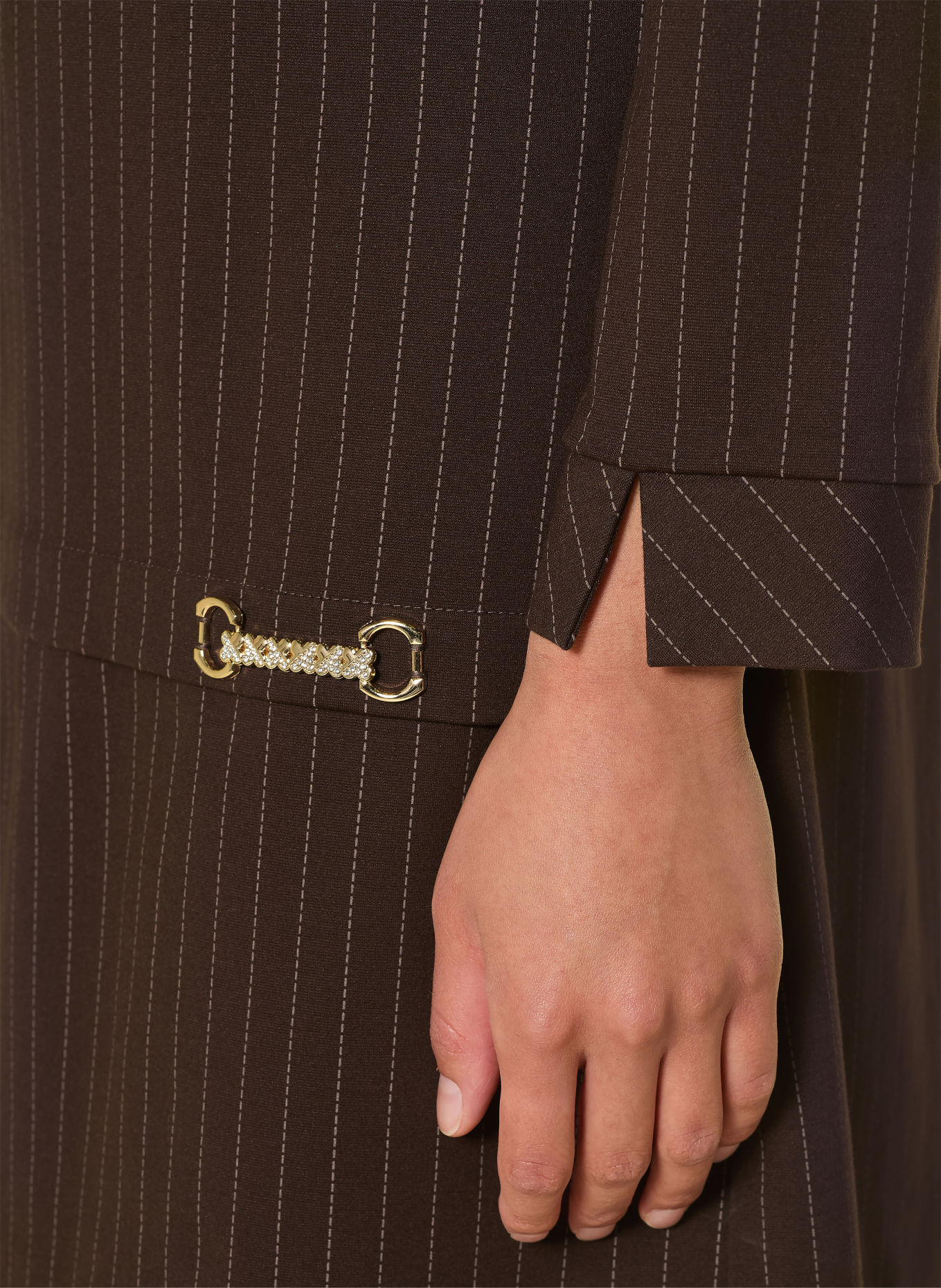 Ana Alcazar Dress: DARK BROWN / WHITE