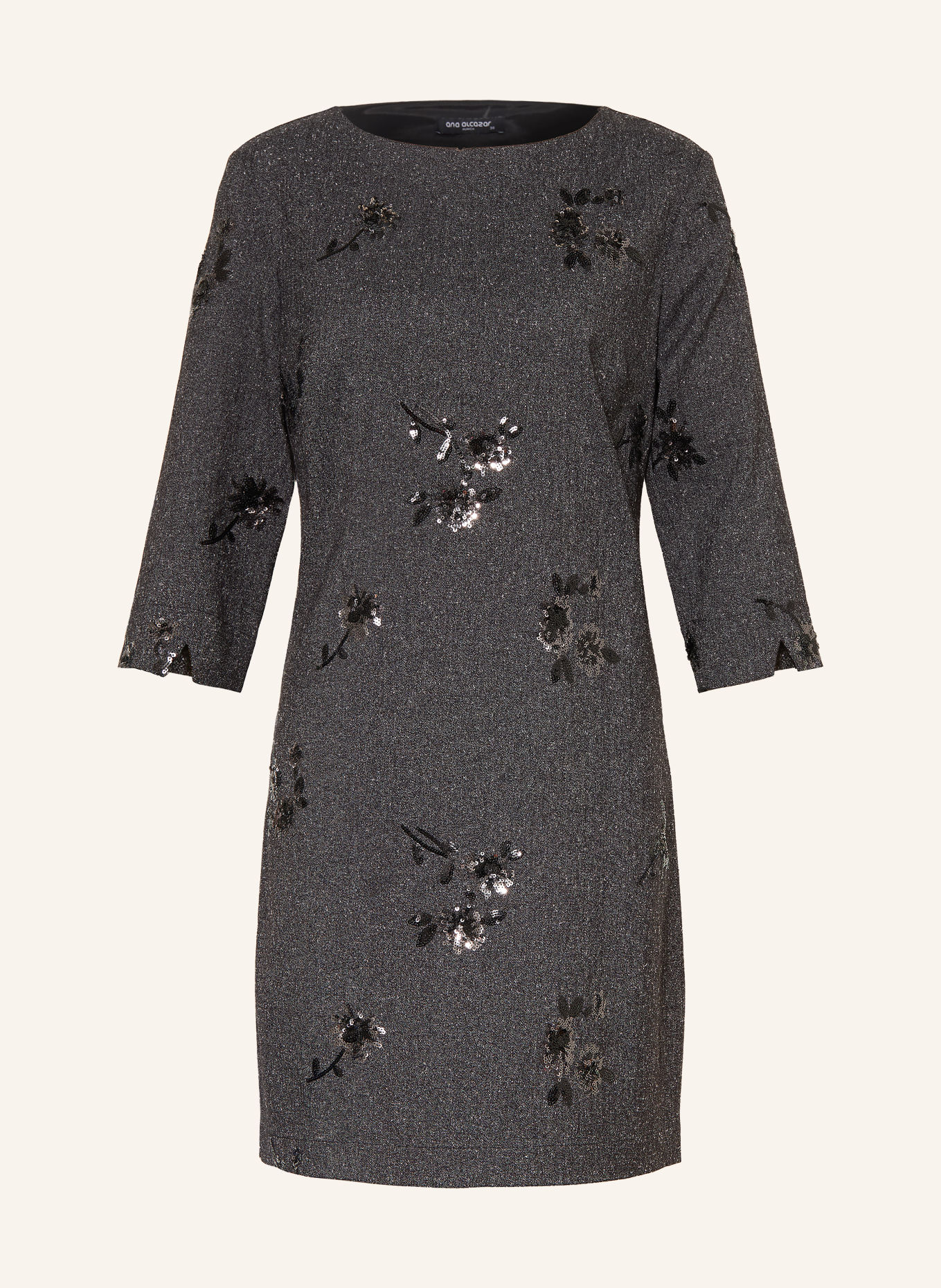Ana Alcazar Jurk met 3/4-mouwen en pailletten: DONKERGRIJS / WIT