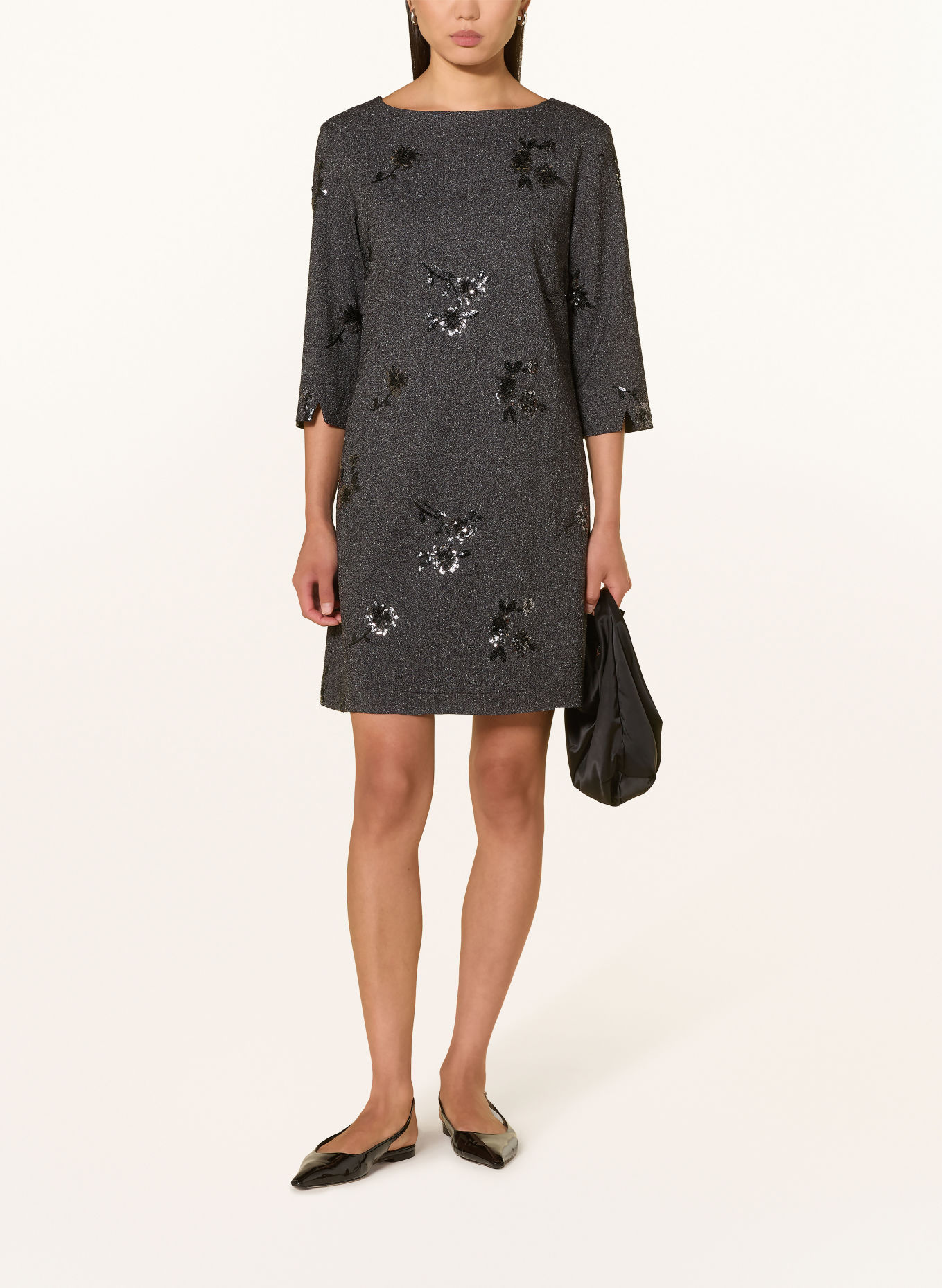 Ana Alcazar Jurk met 3/4-mouwen en pailletten: DONKERGRIJS / WIT