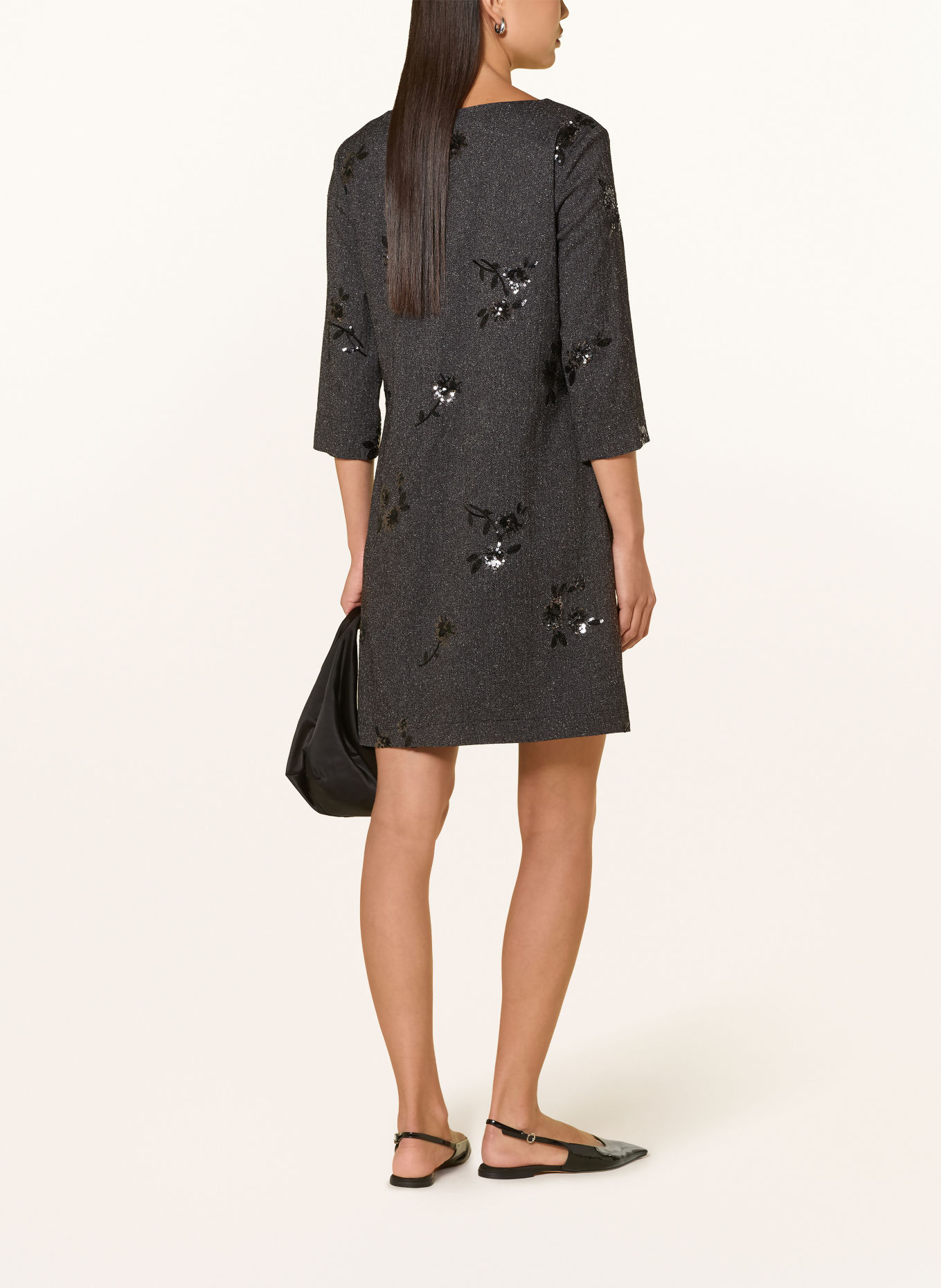 Ana Alcazar Jurk met 3/4-mouwen en pailletten: DONKERGRIJS / WIT