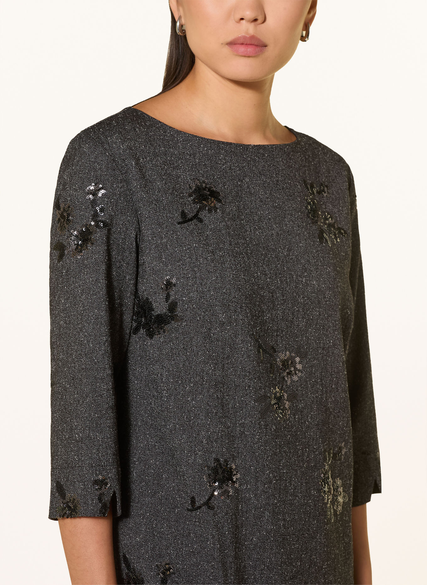 Ana Alcazar Jurk met 3/4-mouwen en pailletten: DONKERGRIJS / WIT